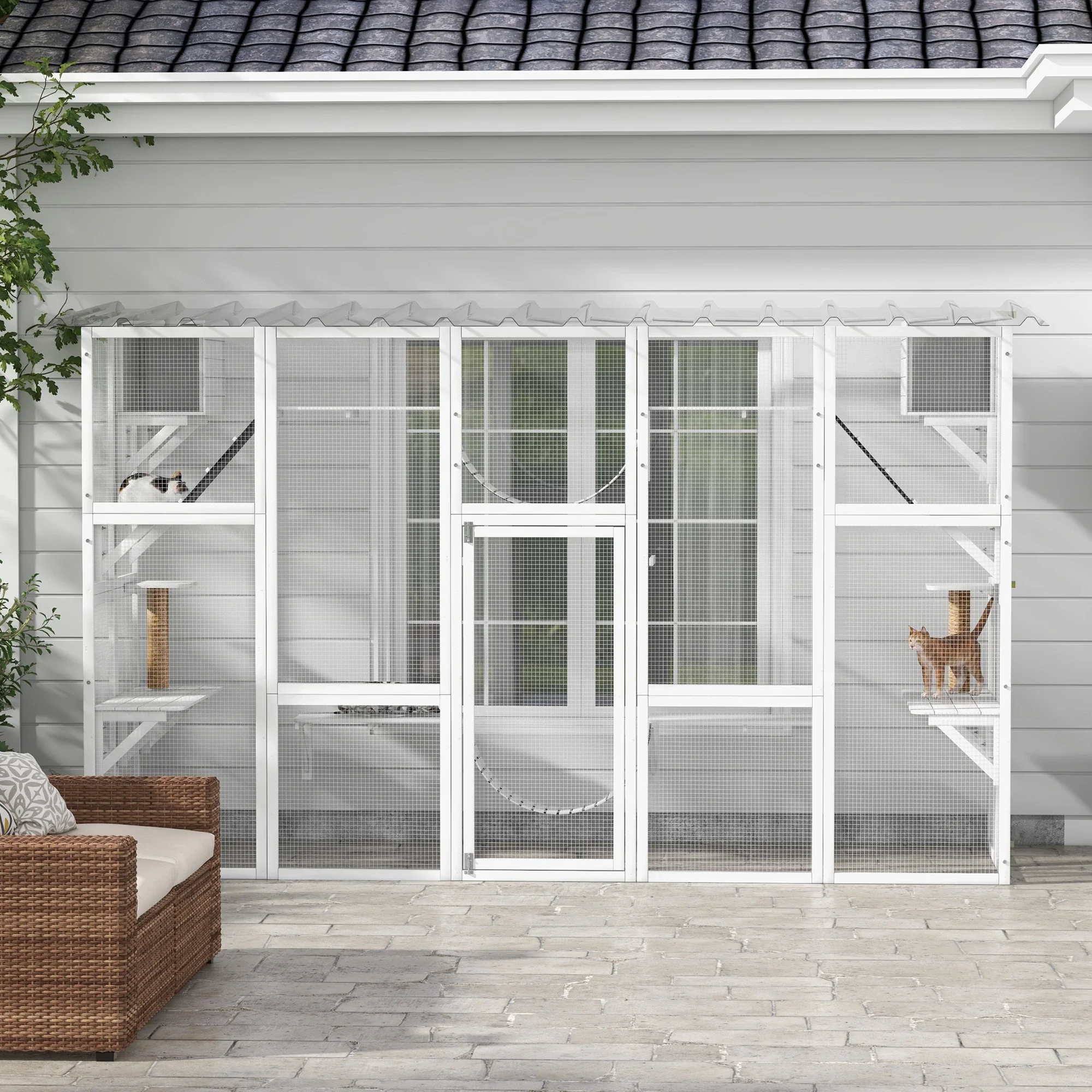 Large Outdoor Catio, Condos, Platforms, Doors, Ladders, Weather-Resistant Roof, White - Image 10