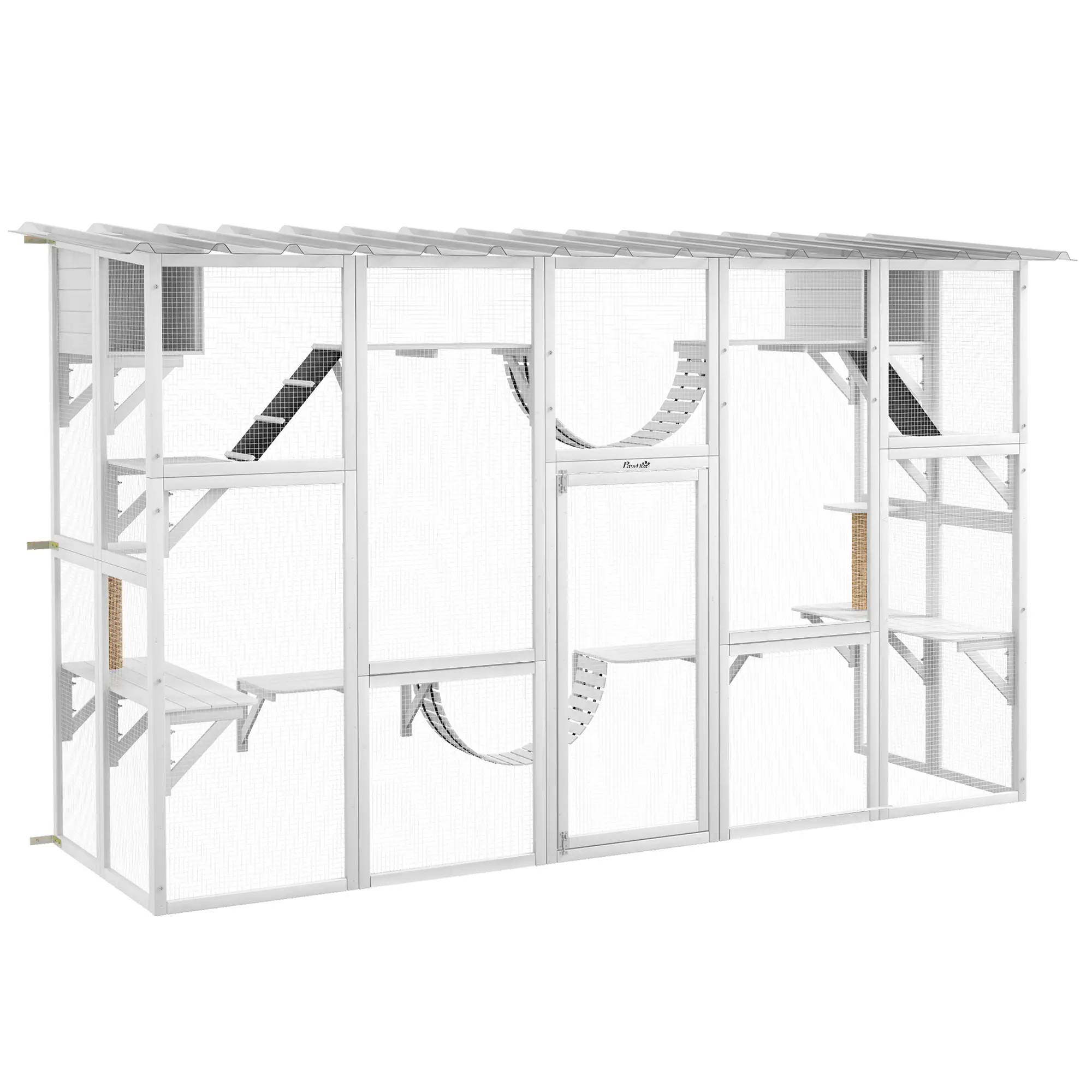 Large Outdoor Catio, Condos, Platforms, Doors, Ladders, Weather-Resistant Roof, White - Image 11