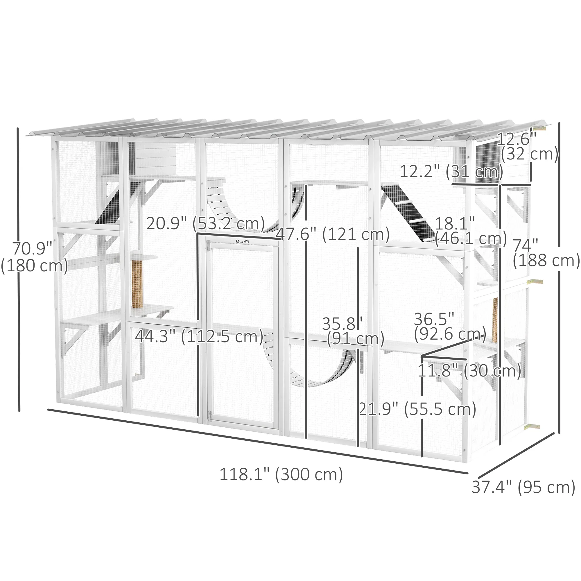 Large Outdoor Catio, Condos, Platforms, Doors, Ladders, Weather-Resistant Roof, White - Image 3