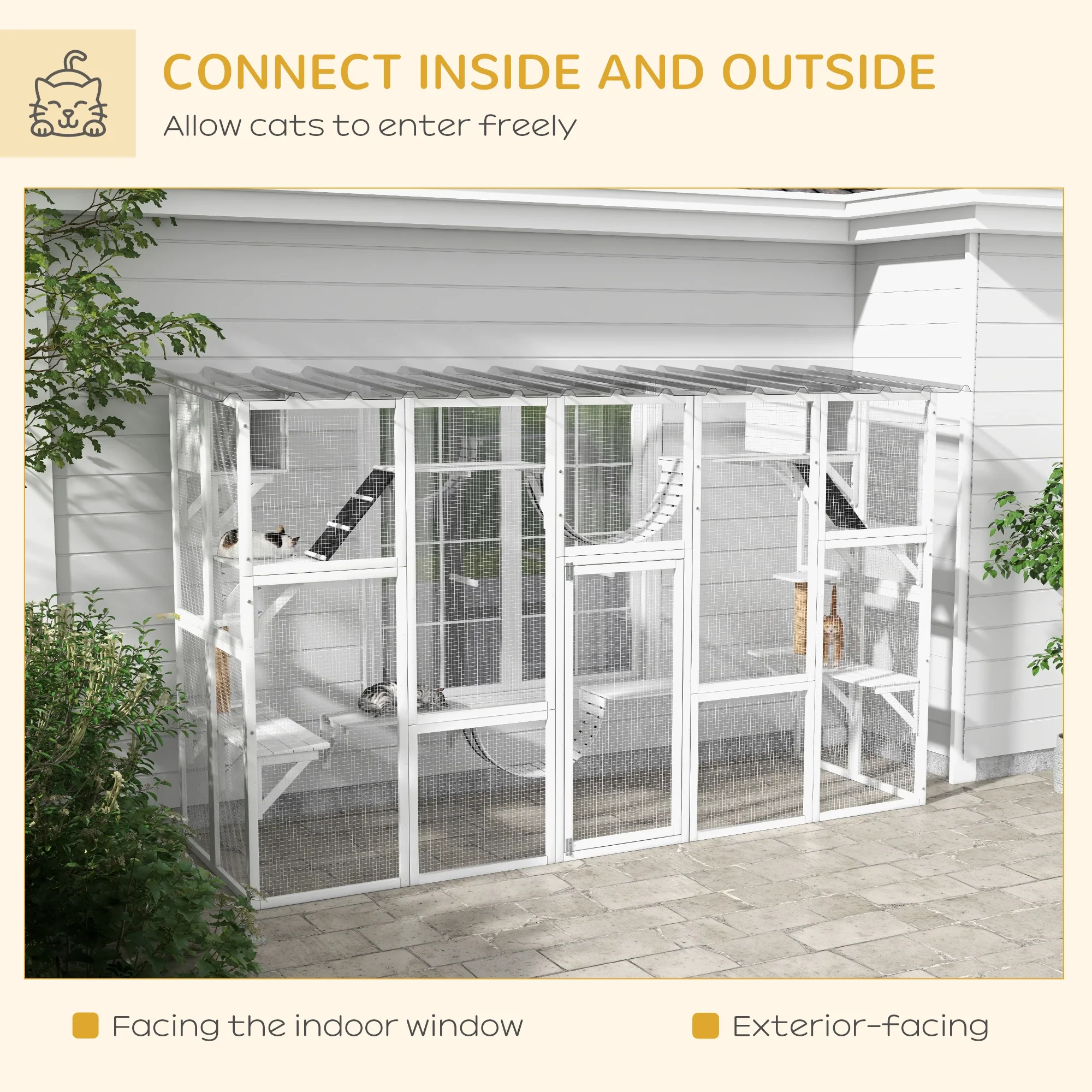 Large Outdoor Catio, Condos, Platforms, Doors, Ladders, Weather-Resistant Roof, White - Image 4
