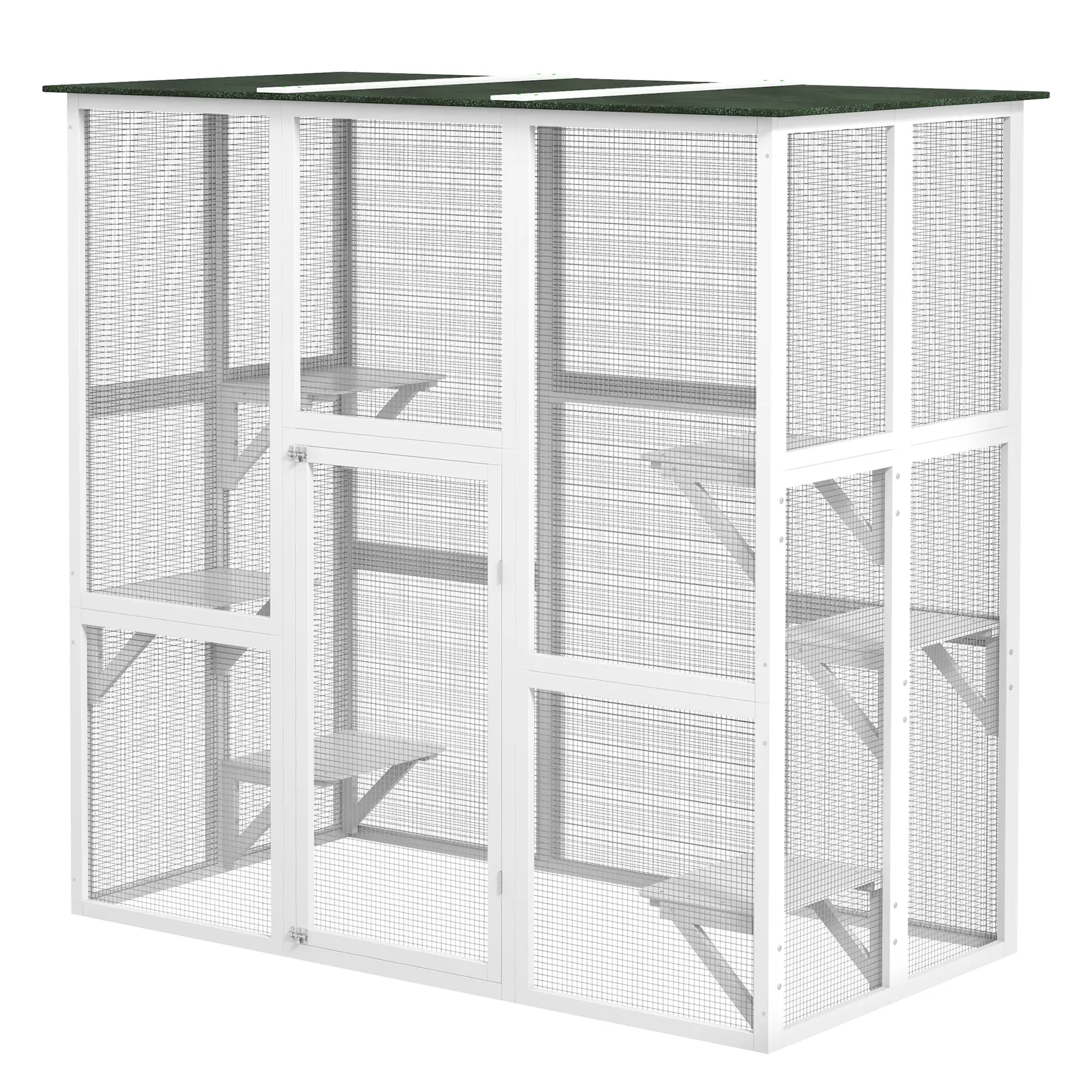 Large Outdoor Catio Enclosure, Wooden Cat Patio, 70.9" x 38.6" x 70.9", White