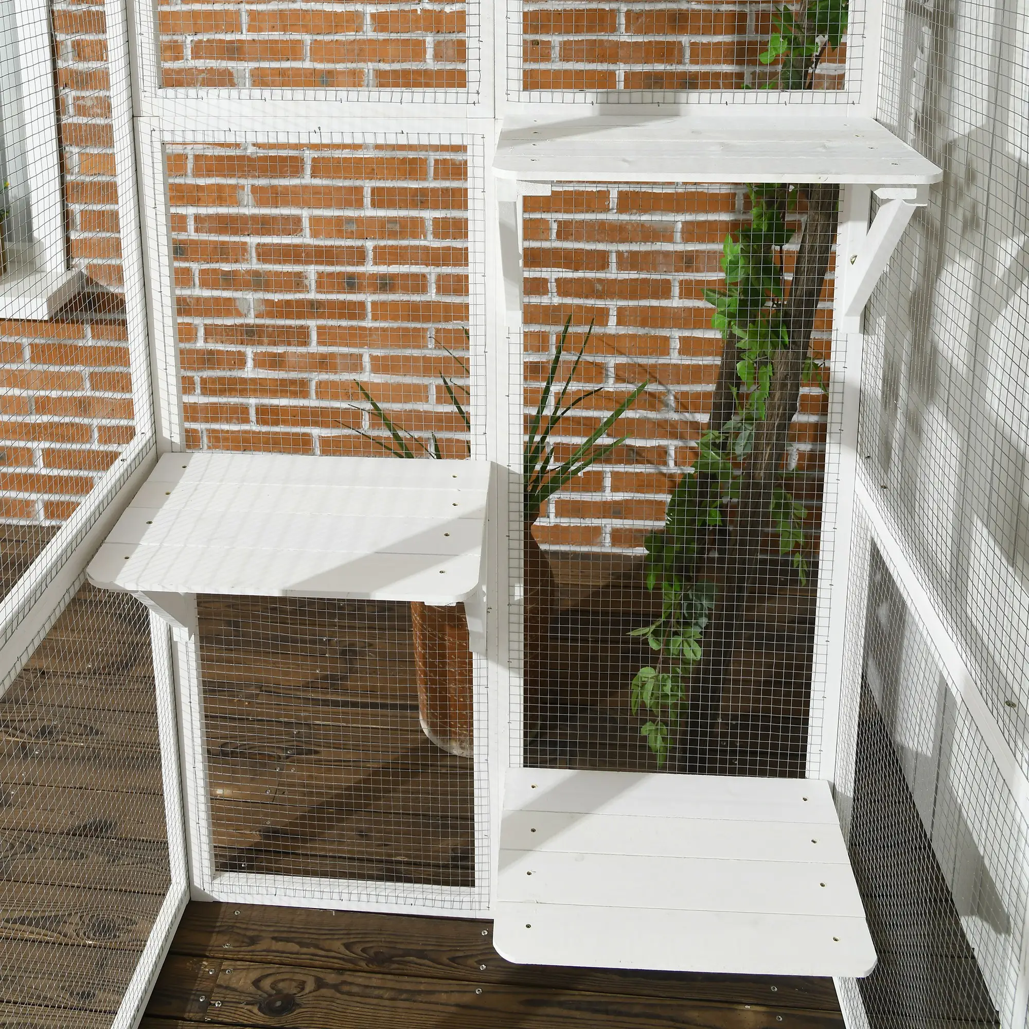 Large Outdoor Catio Enclosure, Wooden Cat Patio, 70.9" x 38.6" x 70.9", White - Image 10