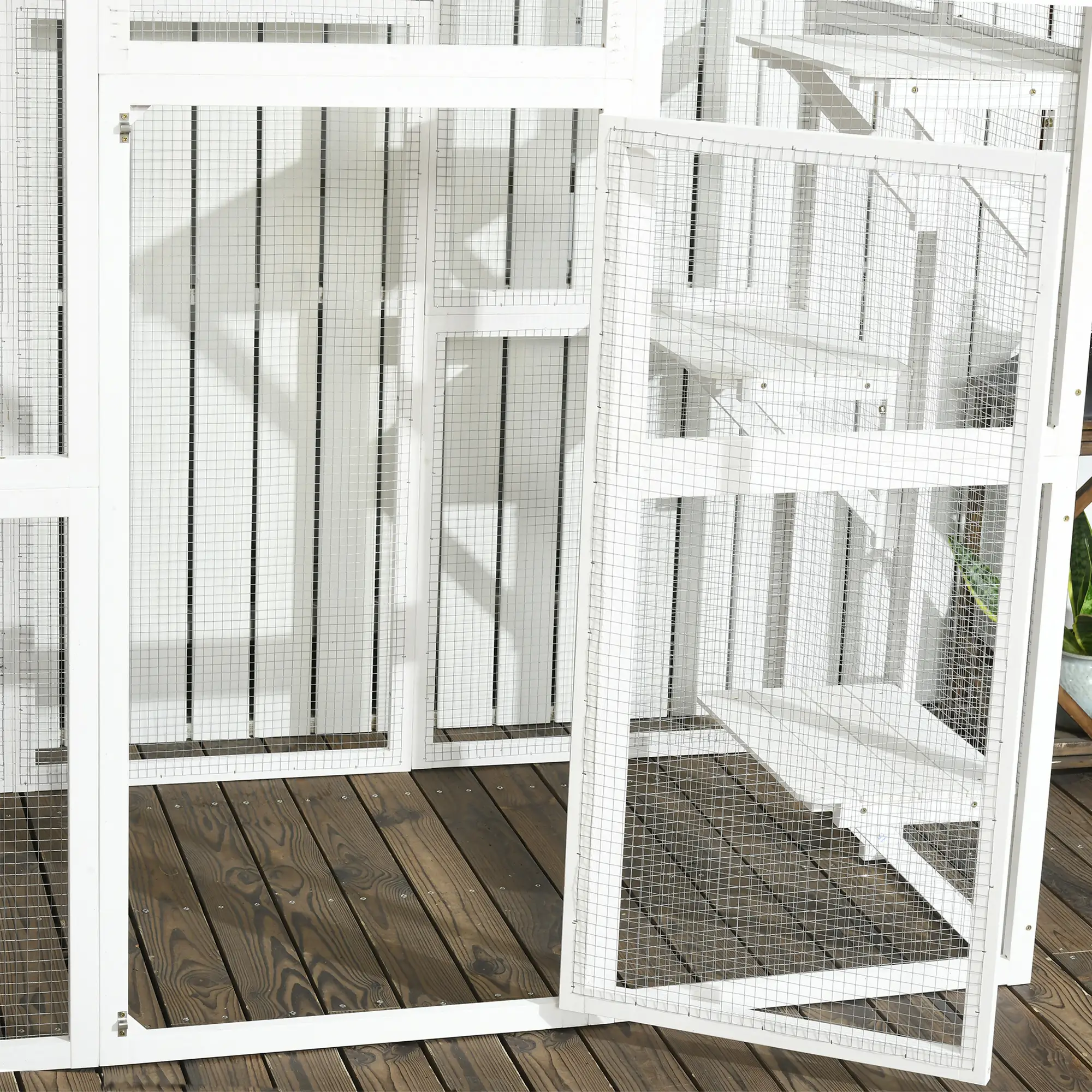 Large Outdoor Catio Enclosure, Wooden Cat Patio, 70.9" x 38.6" x 70.9", White - Image 9
