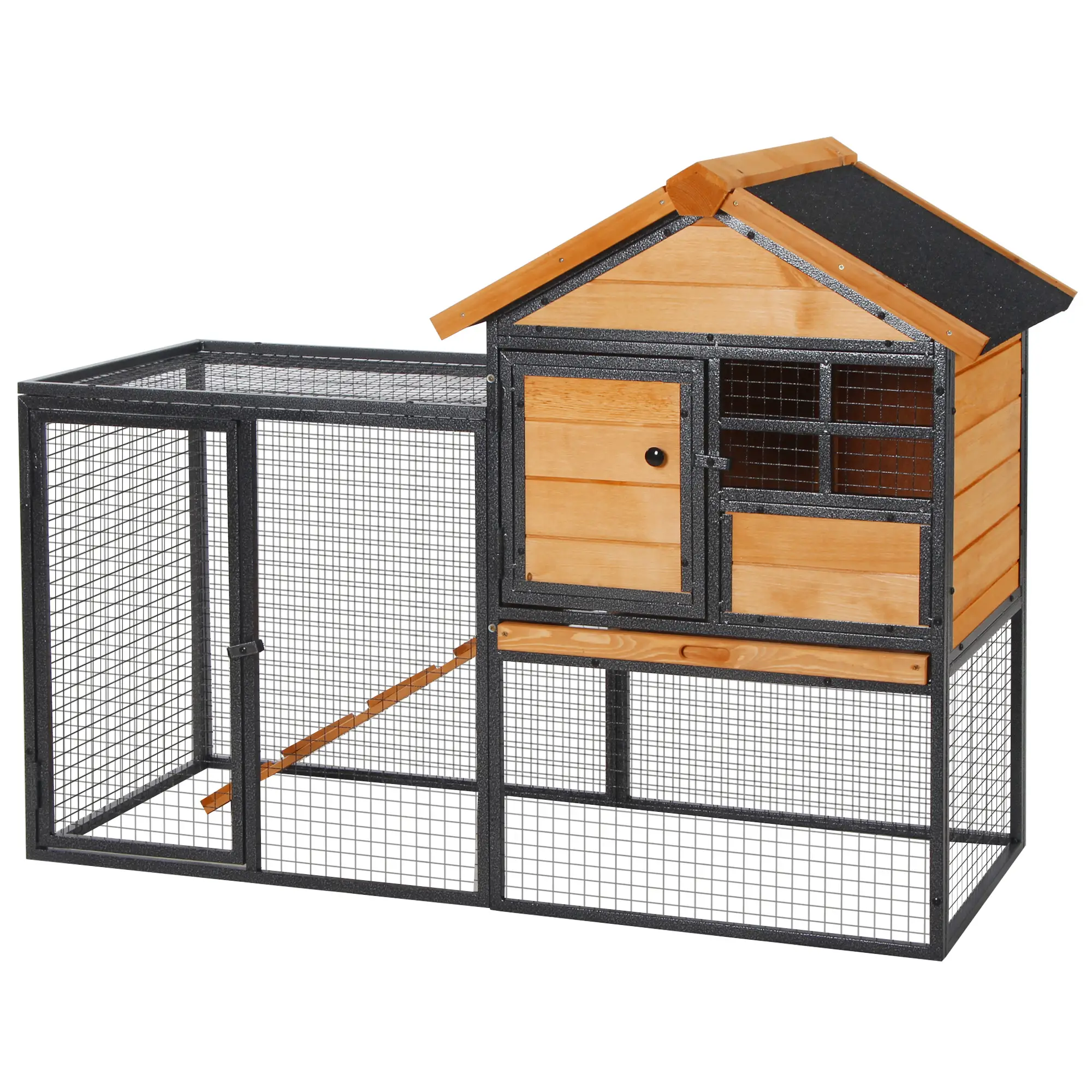 Large Rabbit Hutch, Bunny Cage Pet House, Slide-Out Tray, Lockable Door, Water-Resistant Roof, 48"x25"x36" - Image 11