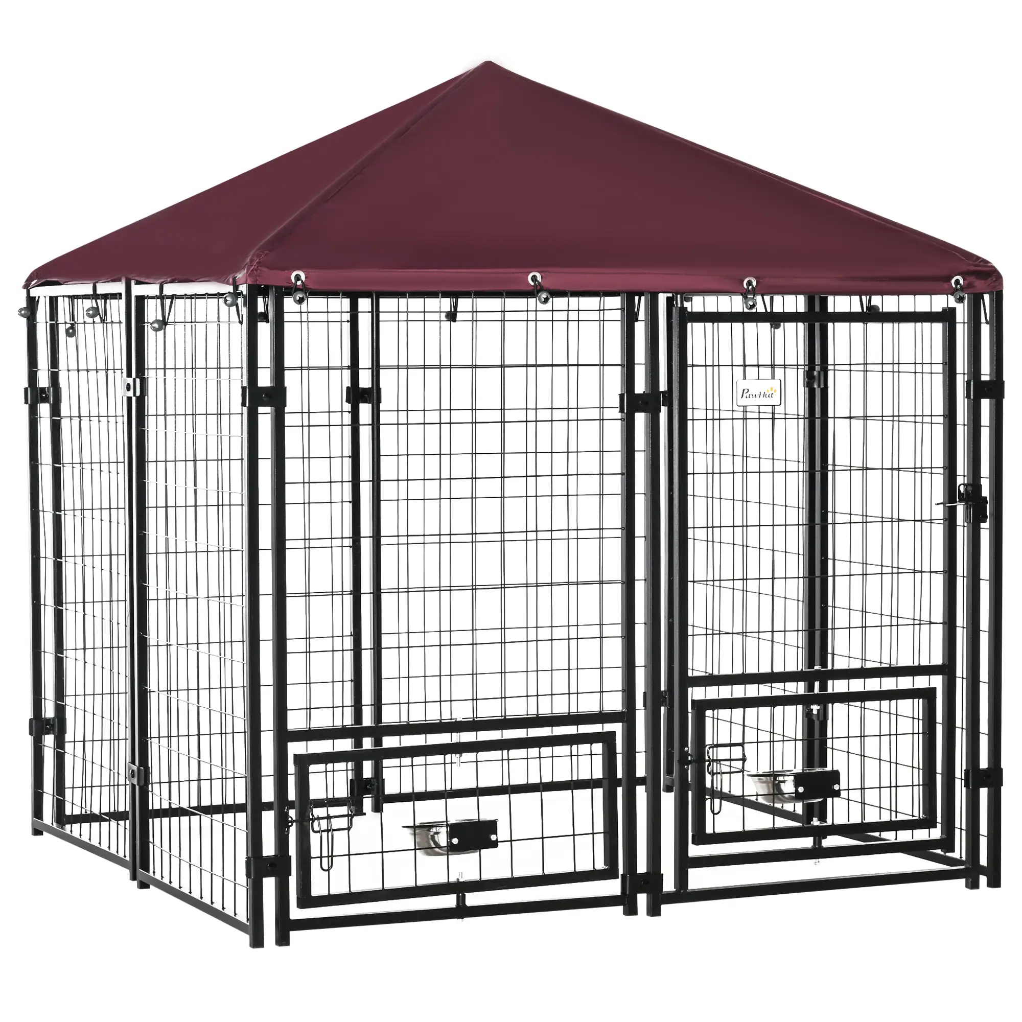 Large Steel Dog Kennel, 4.6ft x 4.6ft x 5ft, Lockable Playpen, UV-Resistant Canopy