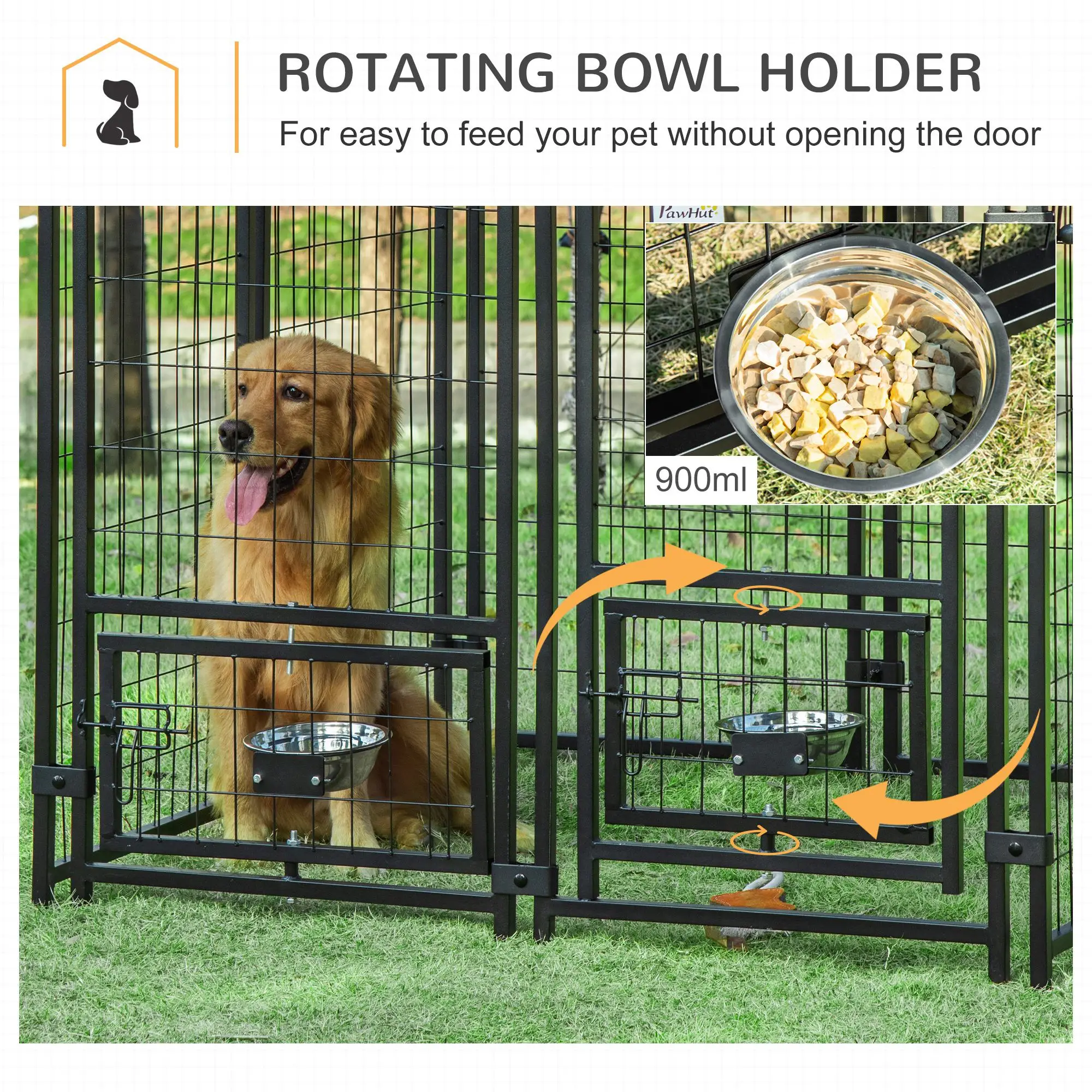 Large Steel Dog Kennel, 4.6ft x 4.6ft x 5ft, Lockable Playpen, UV-Resistant Canopy - Image 5