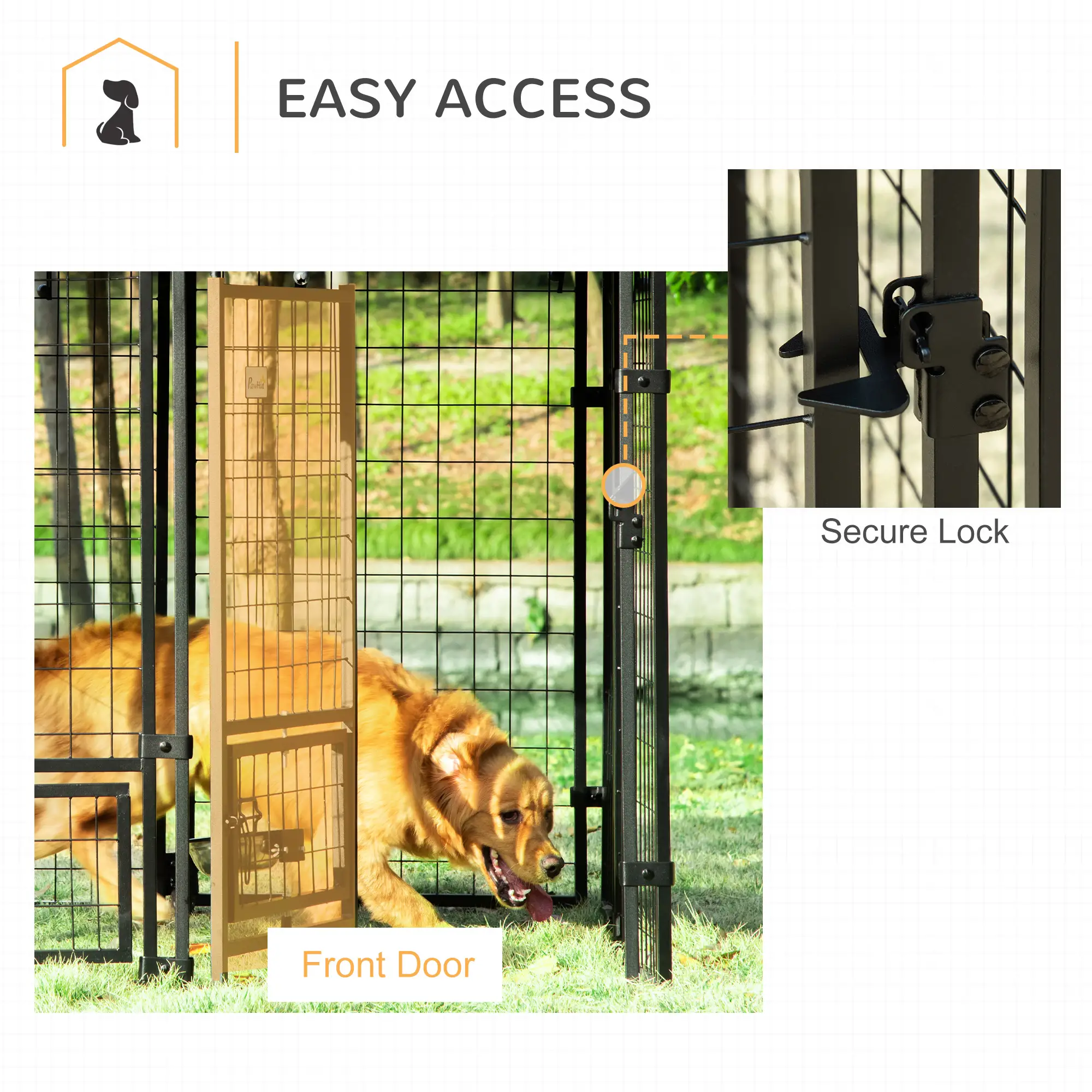 Large Steel Dog Kennel, 4.6ft x 4.6ft x 5ft, Lockable Playpen, UV-Resistant Canopy - Image 7
