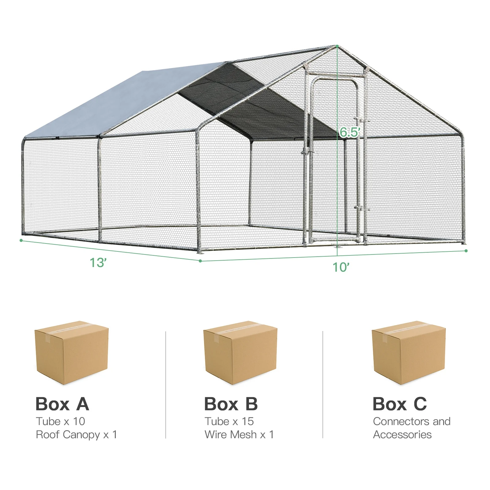 Large Walk In Shade Cage Chicken Coop, M, Silver - Image 5
