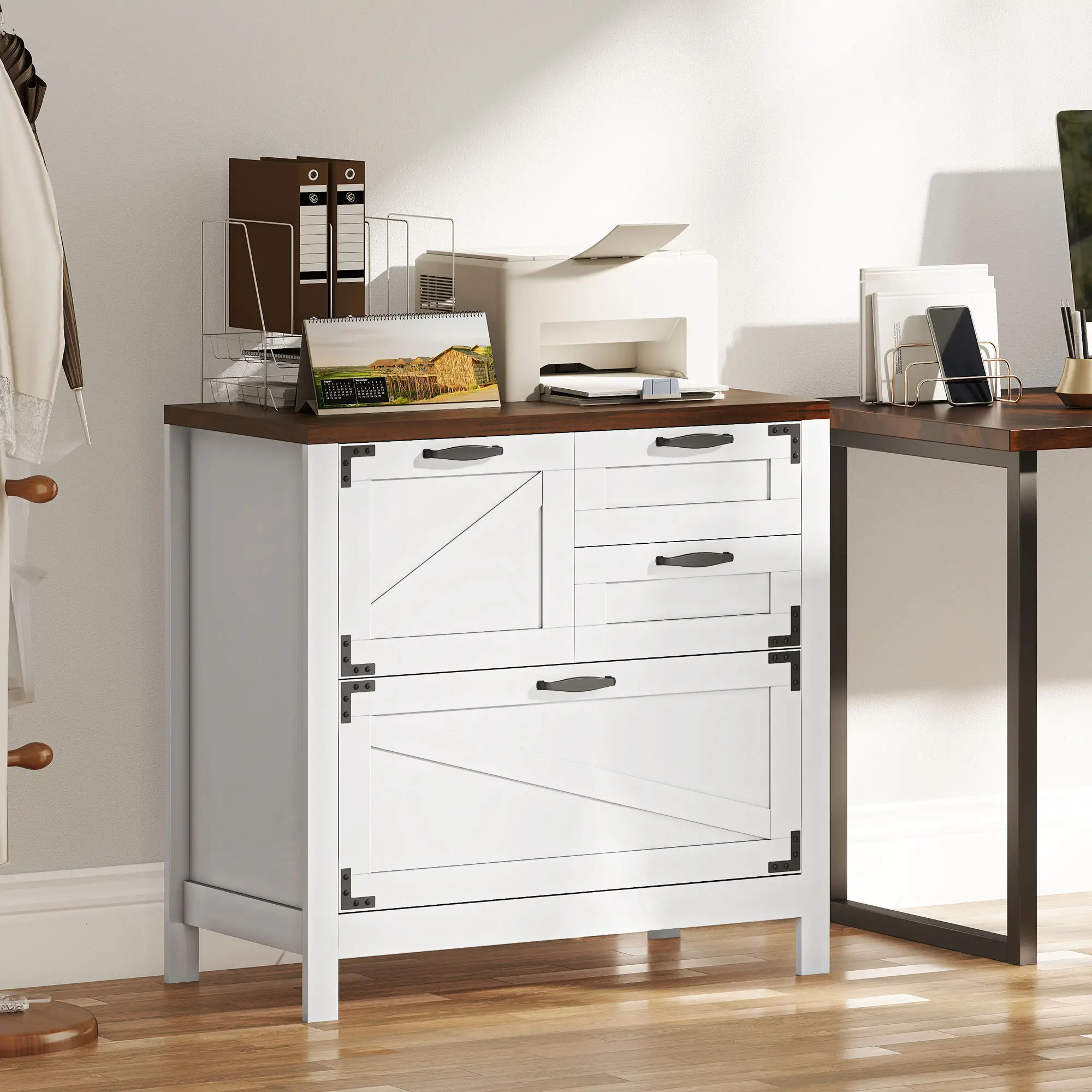 Lateral Filing Cabinet, 4 Drawers, Fits Letter/A4/Legal Files, White - Image 10
