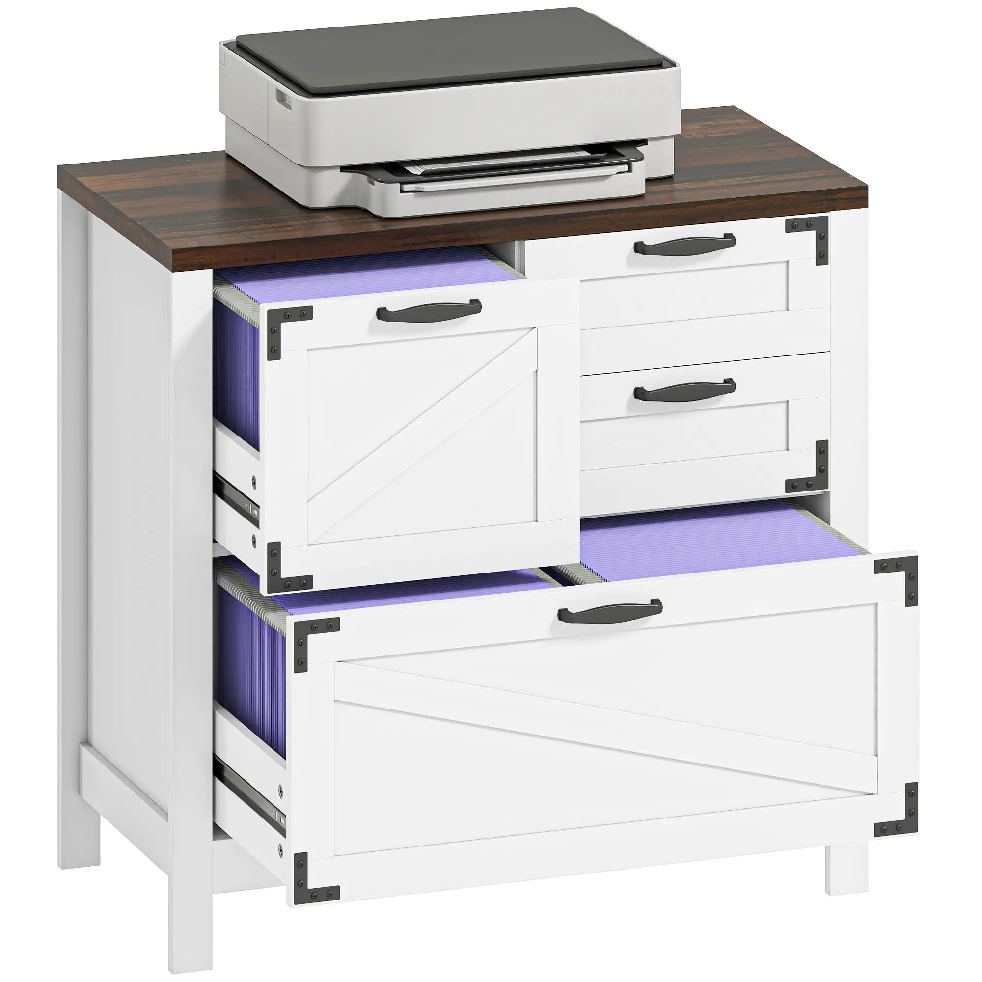 Lateral Filing Cabinet, 4 Drawers, Fits Letter/A4/Legal Files, White - Image 11