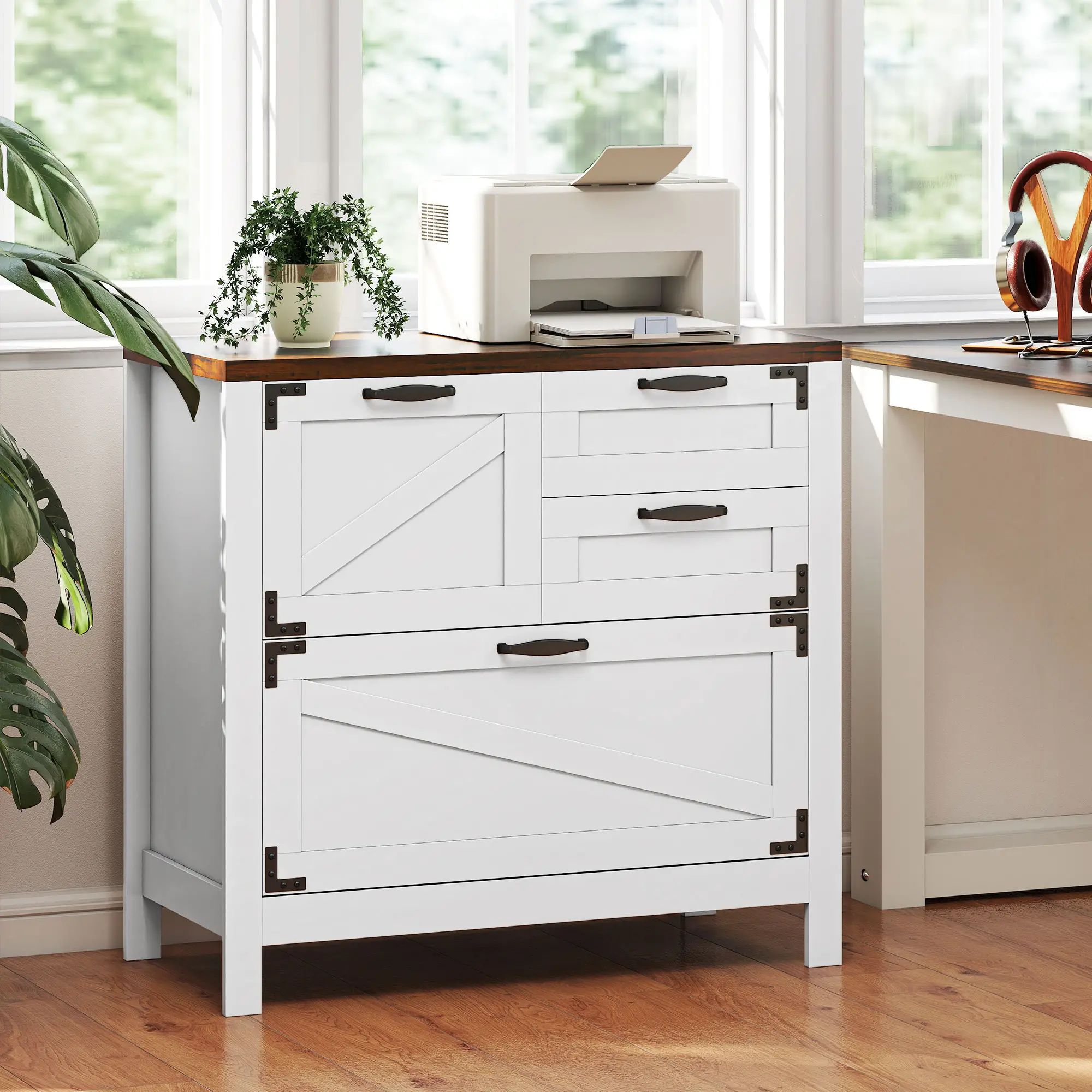 Lateral Filing Cabinet, 4 Drawers, Fits Letter/A4/Legal Files, White - Image 2