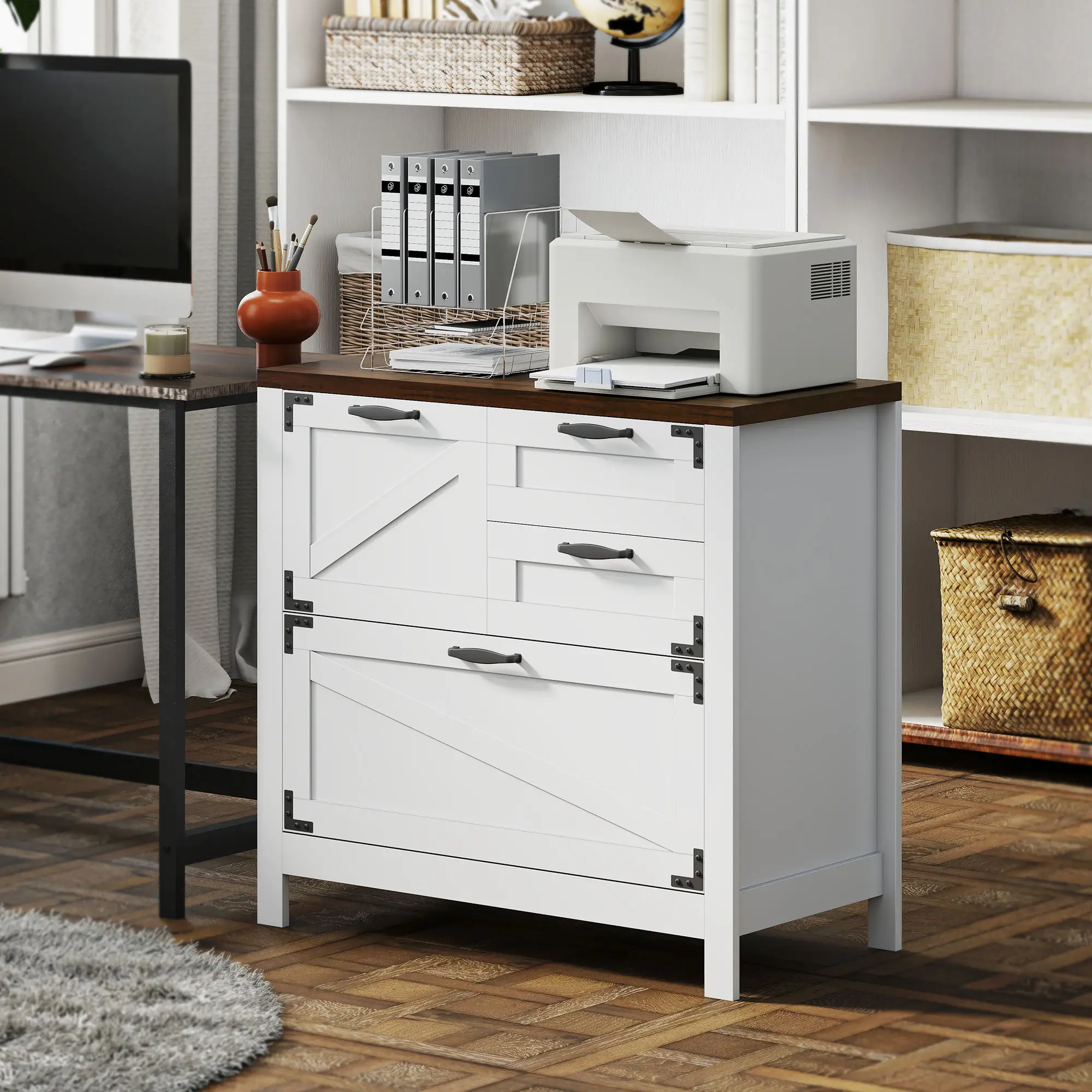 Lateral Filing Cabinet, 4 Drawers, Fits Letter/A4/Legal Files, White - Image 8