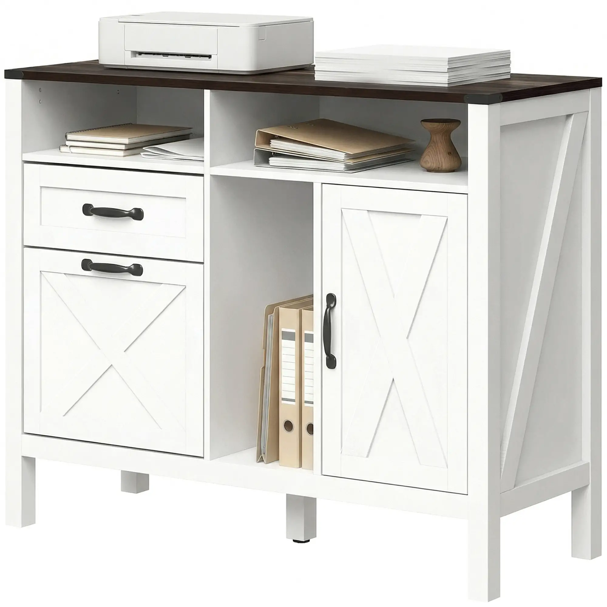 Lateral Filing Cabinet For Letter/A4 Hanging Files, White