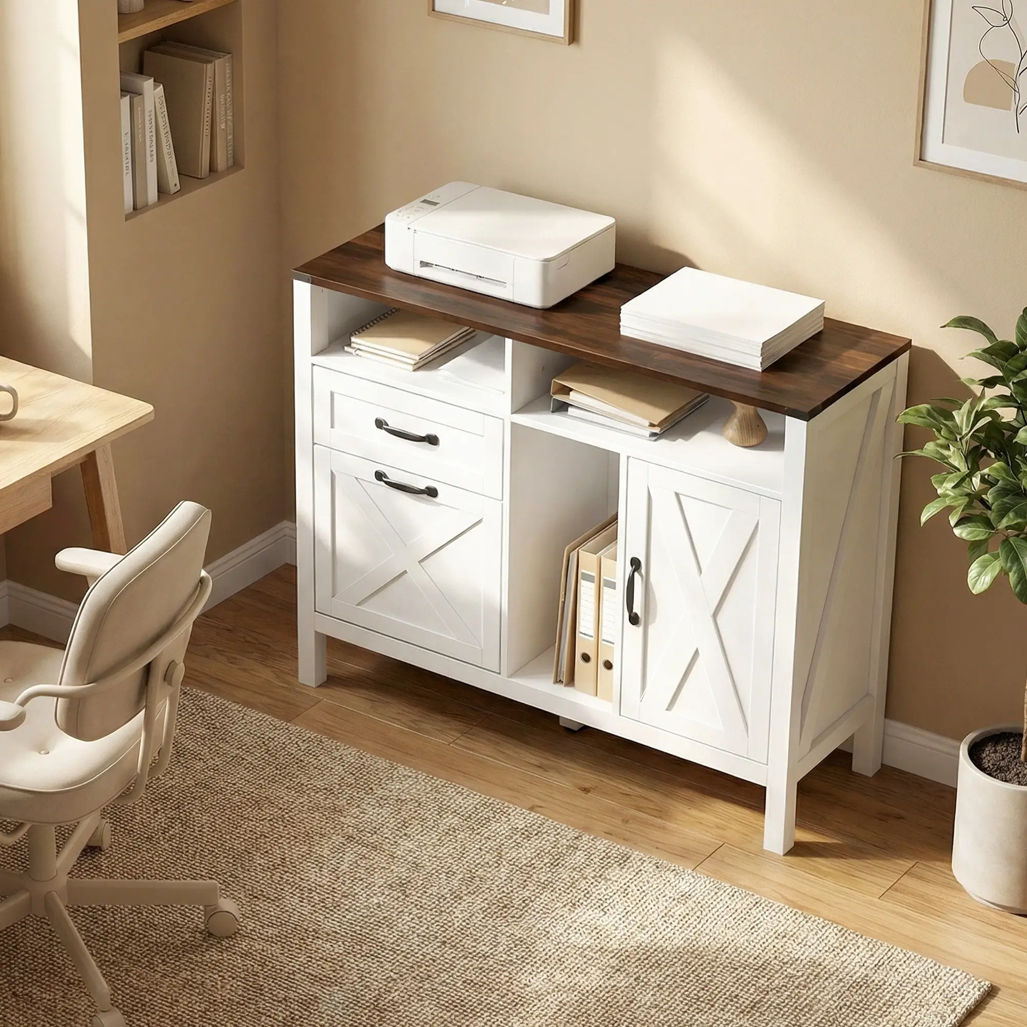 Lateral Filing Cabinet For Letter/A4 Hanging Files, White - Image 2