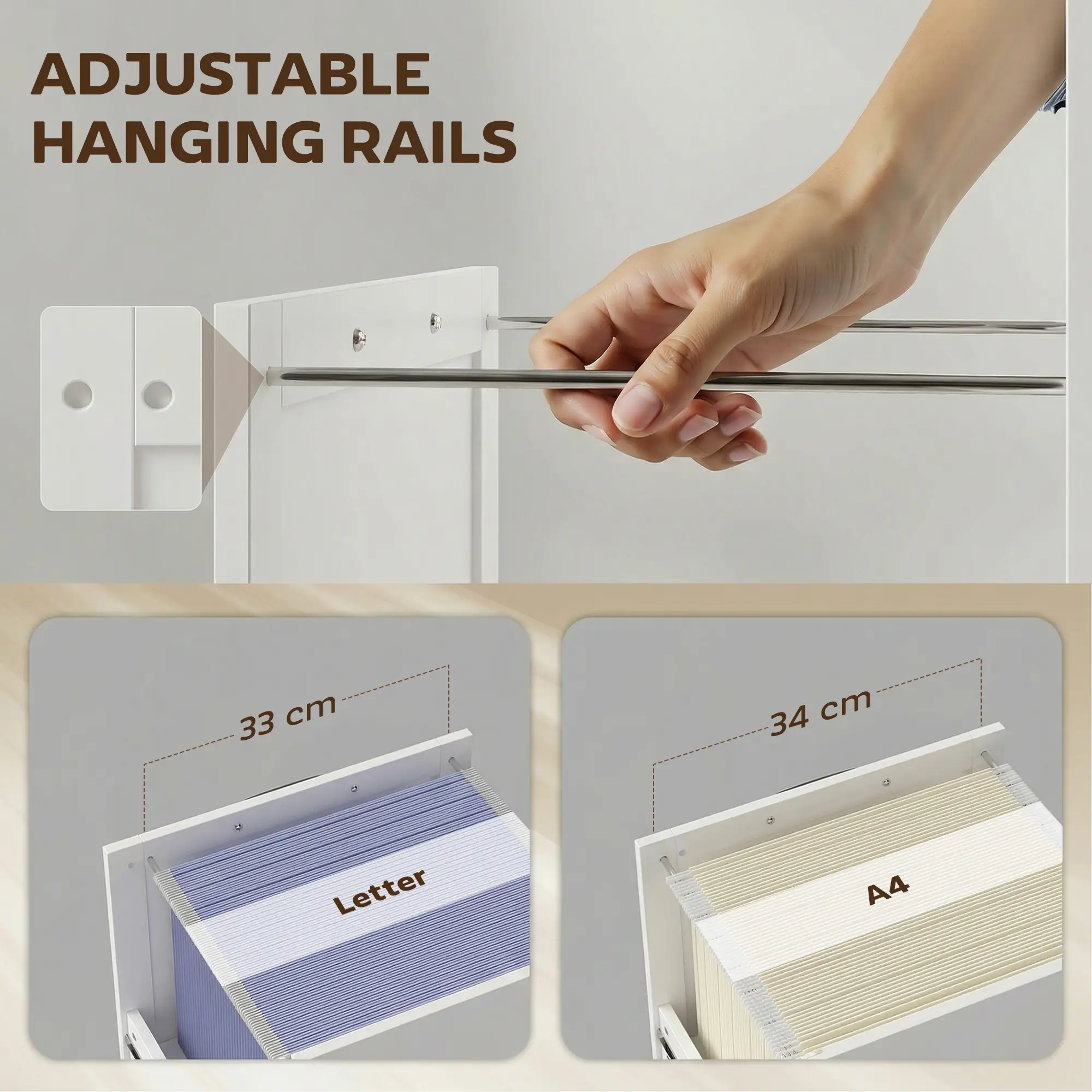 Lateral Filing Cabinet For Letter/A4 Hanging Files, White - Image 5