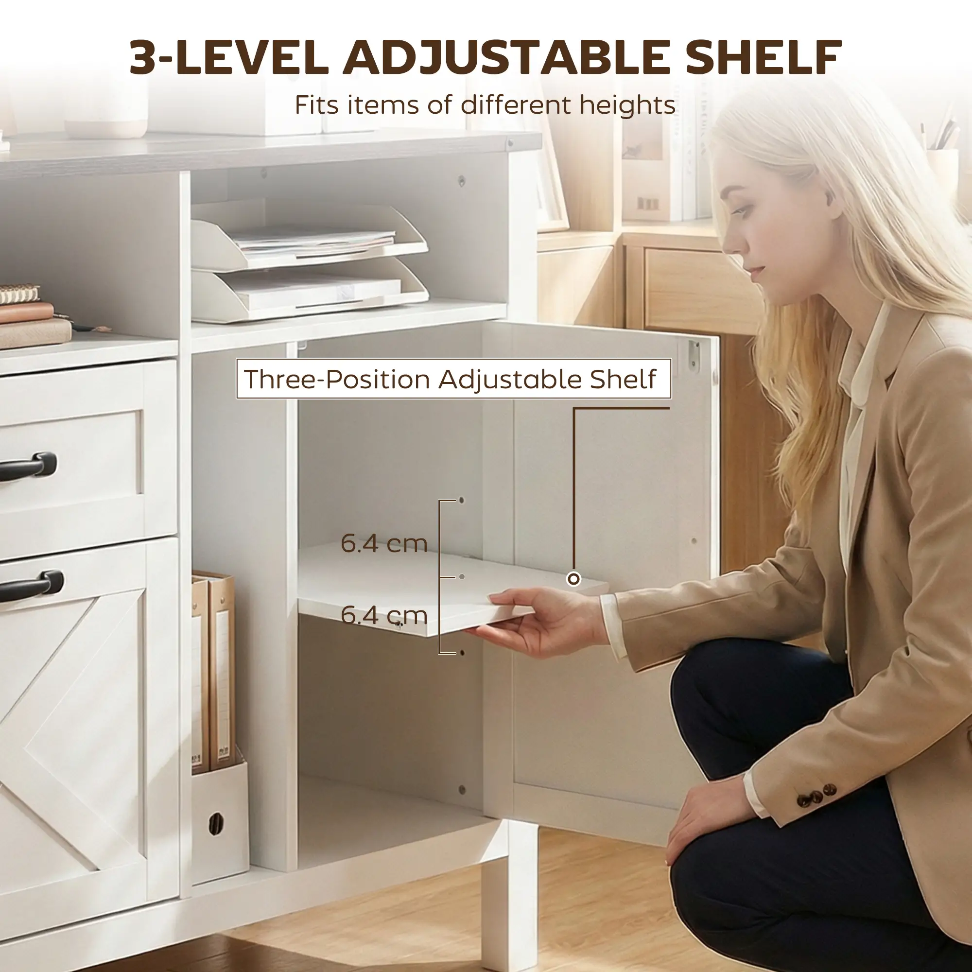 Lateral Filing Cabinet For Letter/A4 Hanging Files, White - Image 6