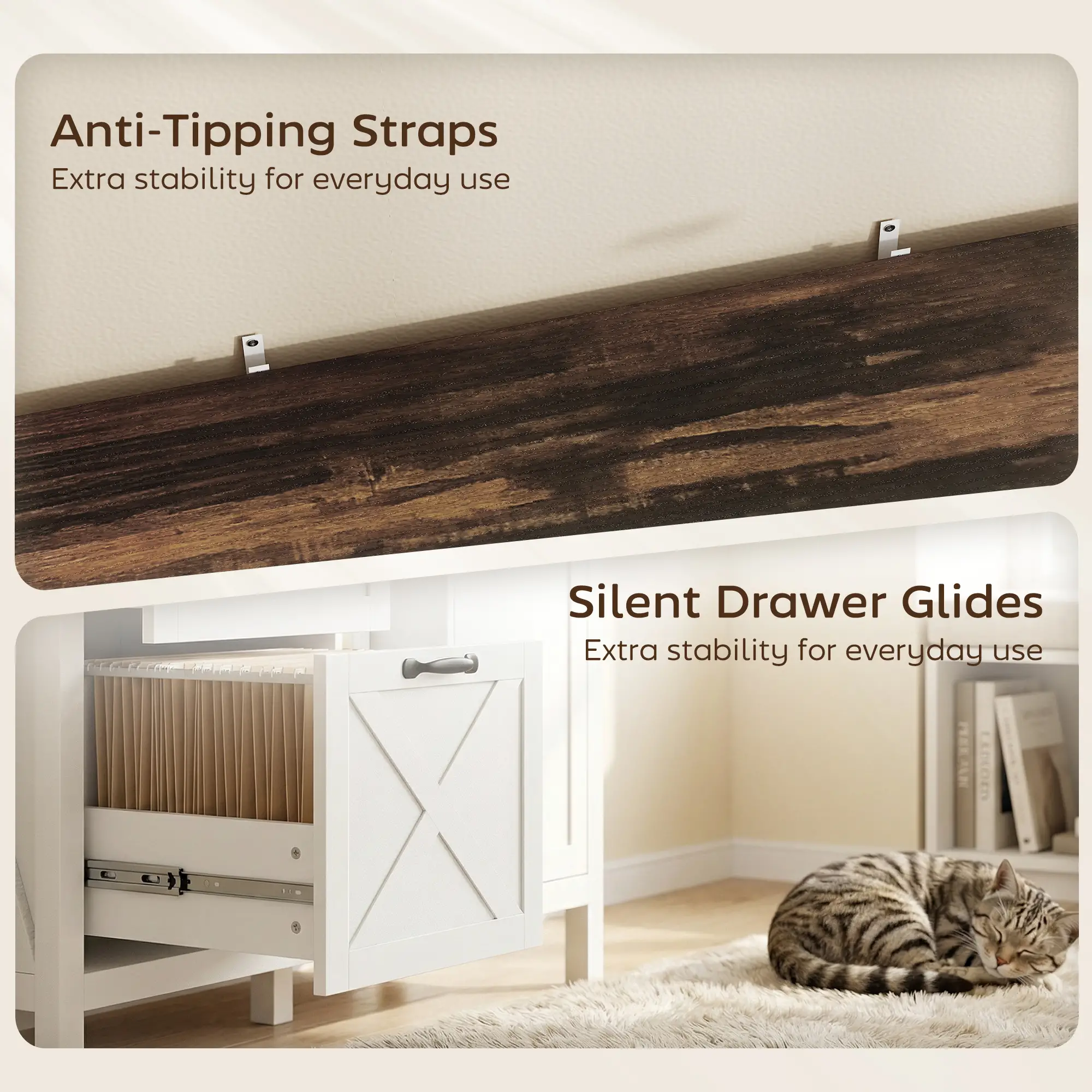 Lateral Filing Cabinet For Letter/A4 Hanging Files, White - Image 9