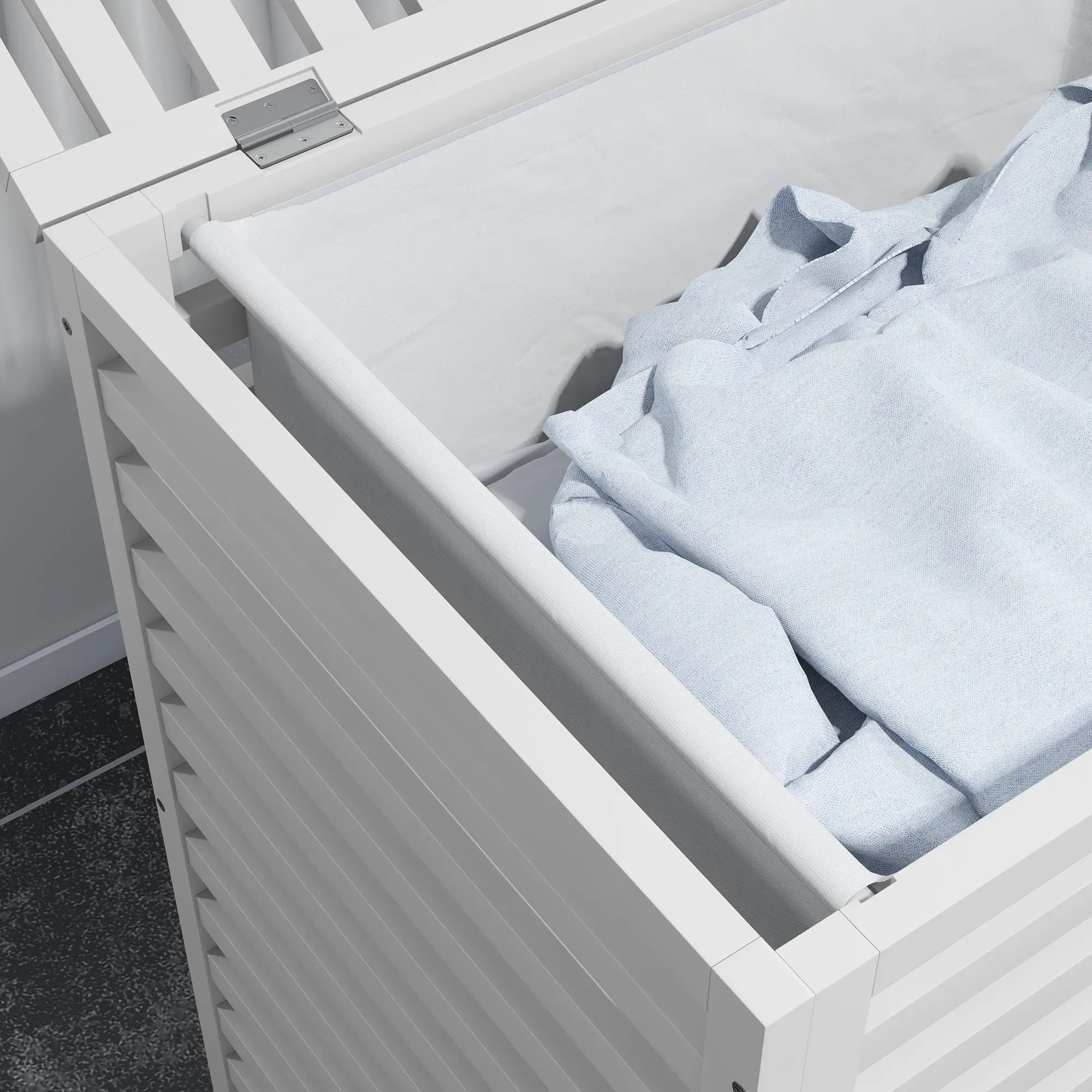 Laundry Basket With Removable Liner Bag, 55L, White - Image 10