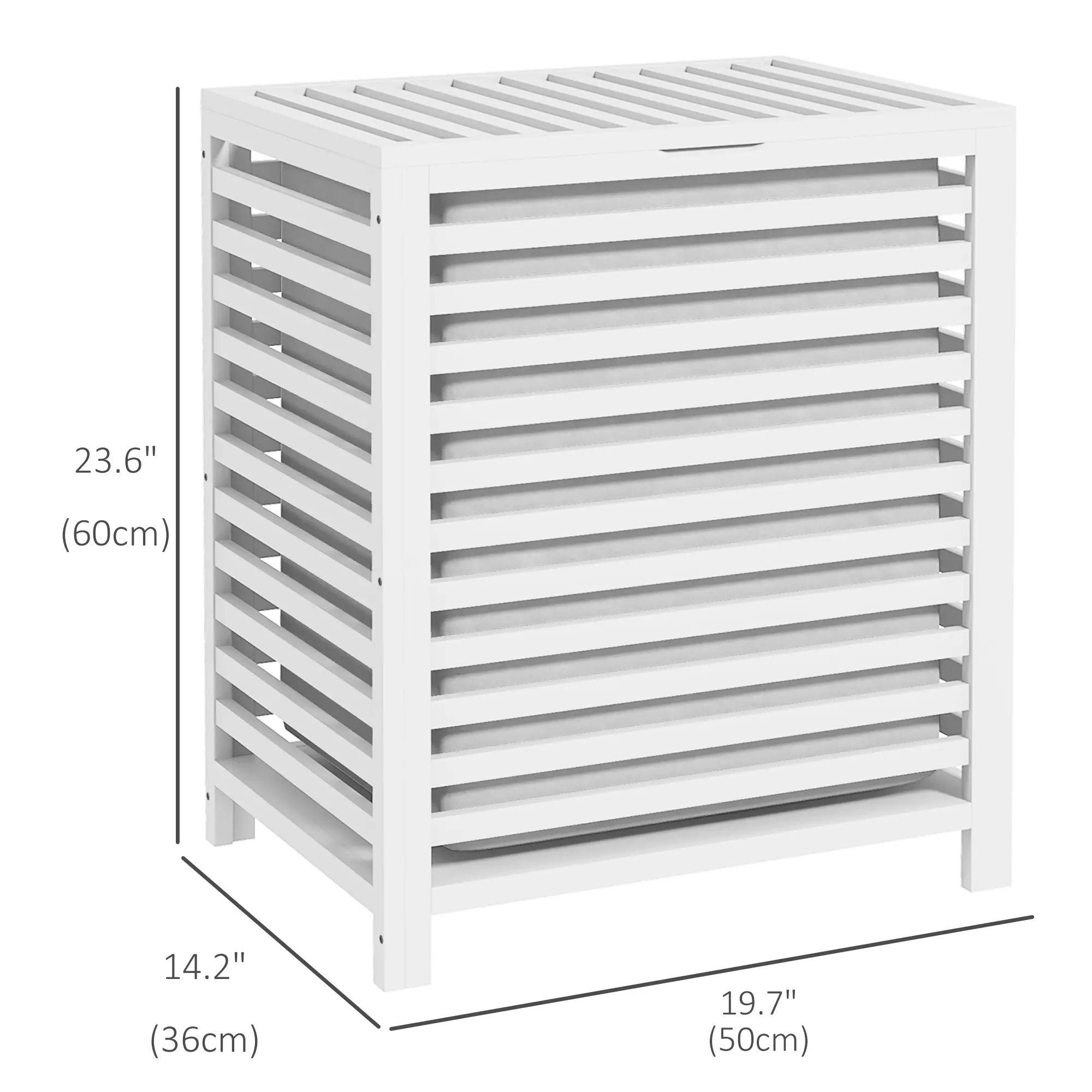 Laundry Basket With Removable Liner Bag, 55L, White - Image 3