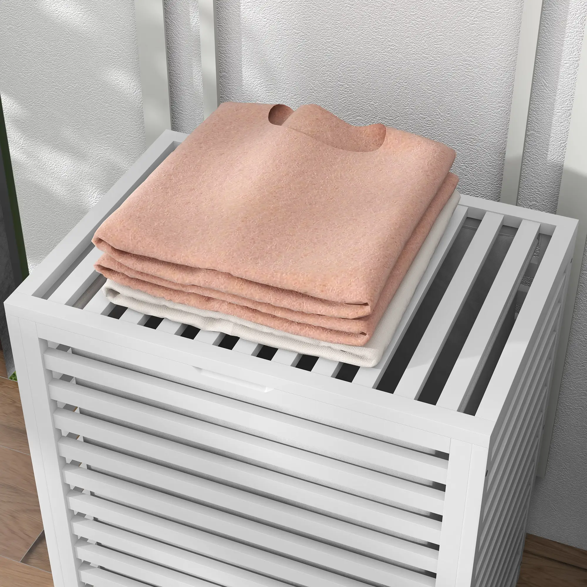 Laundry Basket With Removable Liner Bag, 55L, White - Image 9