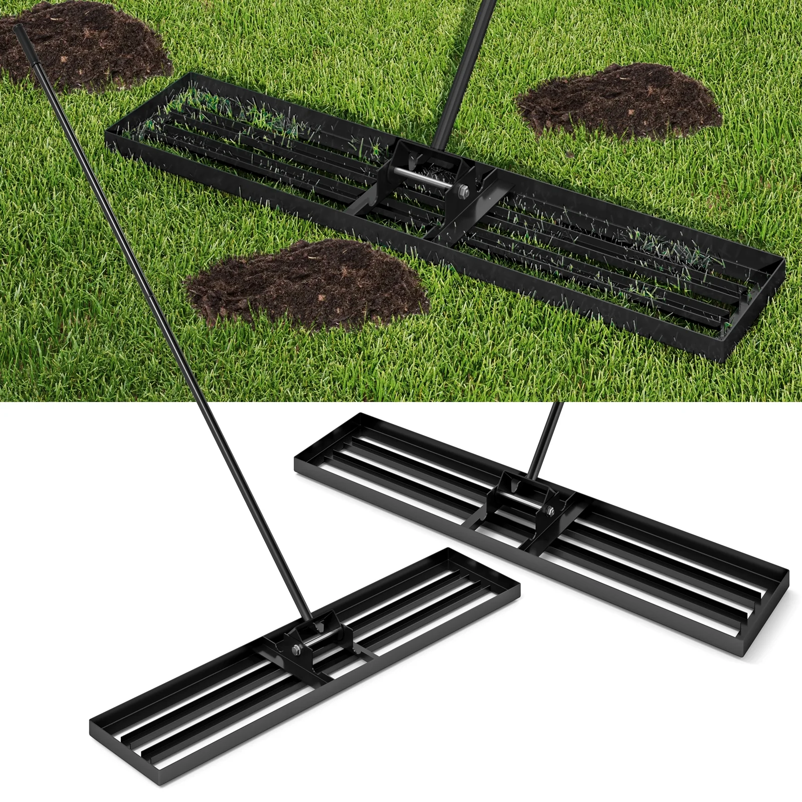 Lawn Leveling Rake, 46 x 10 Inch, Heavy Duty, Black