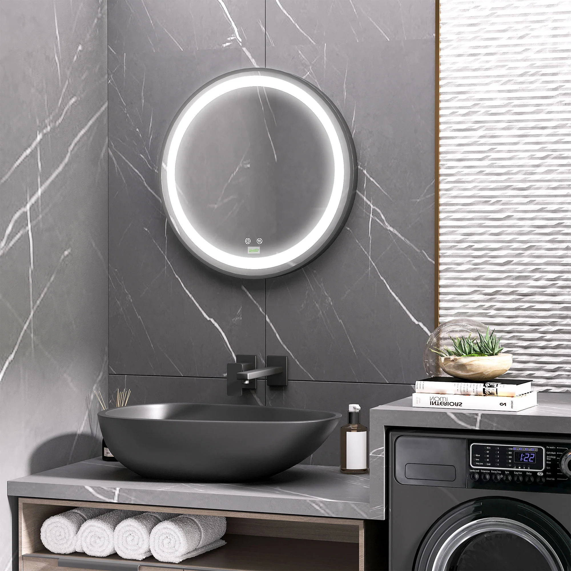 LED Bathroom Mirror, Dimmable Anti Fog, 3 Temperatures, 24 Inch, Color - Image 2
