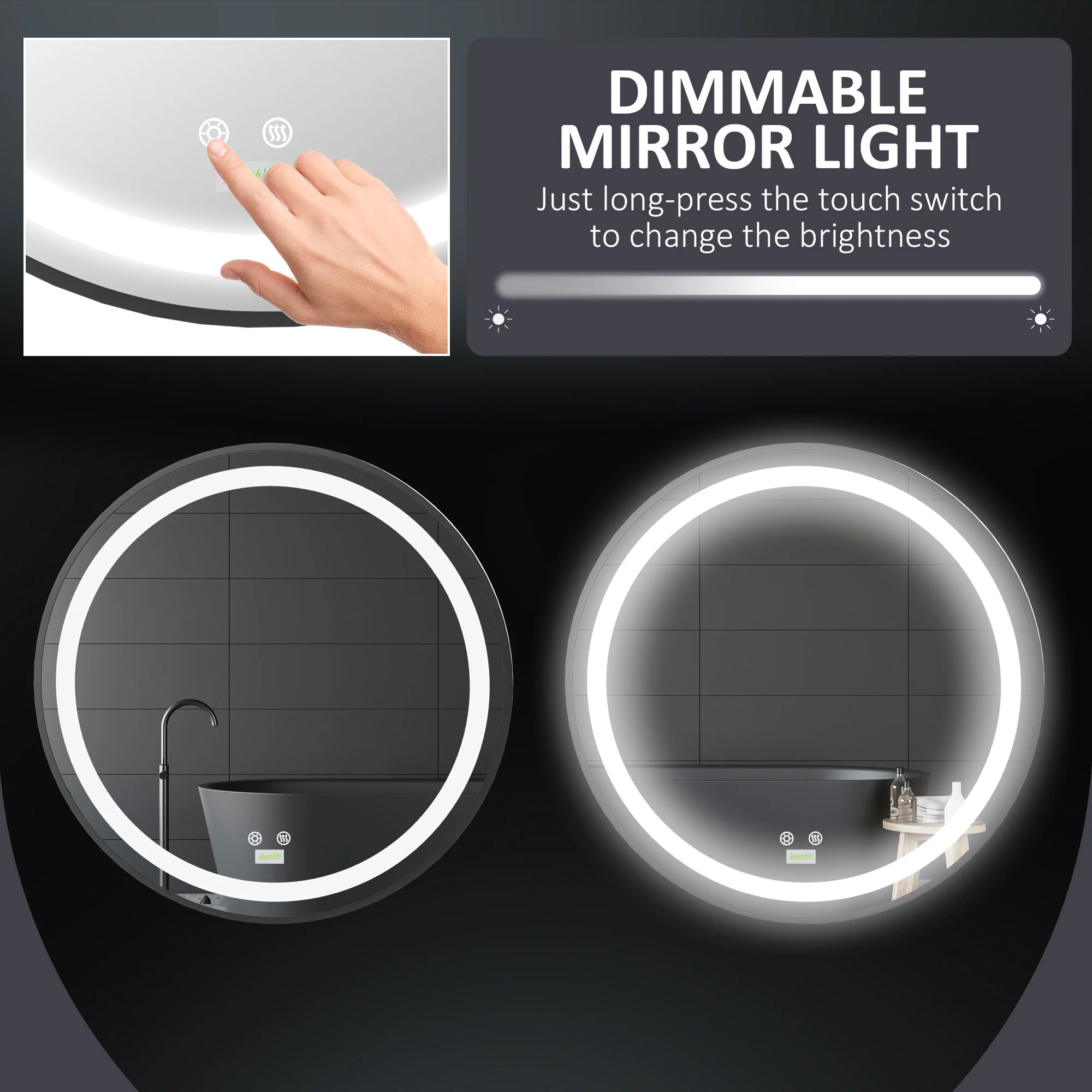 LED Bathroom Mirror, Dimmable Anti Fog, 3 Temperatures, 24 Inch, Color - Image 5