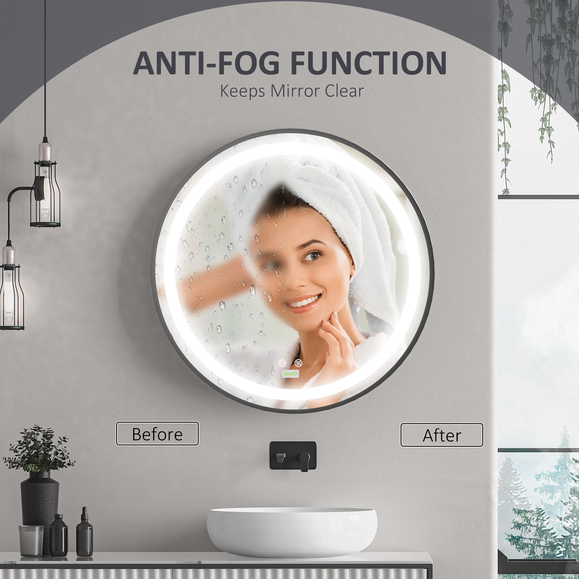 LED Bathroom Mirror, Dimmable Anti Fog, 3 Temperatures, 24 Inch, Color - Image 7