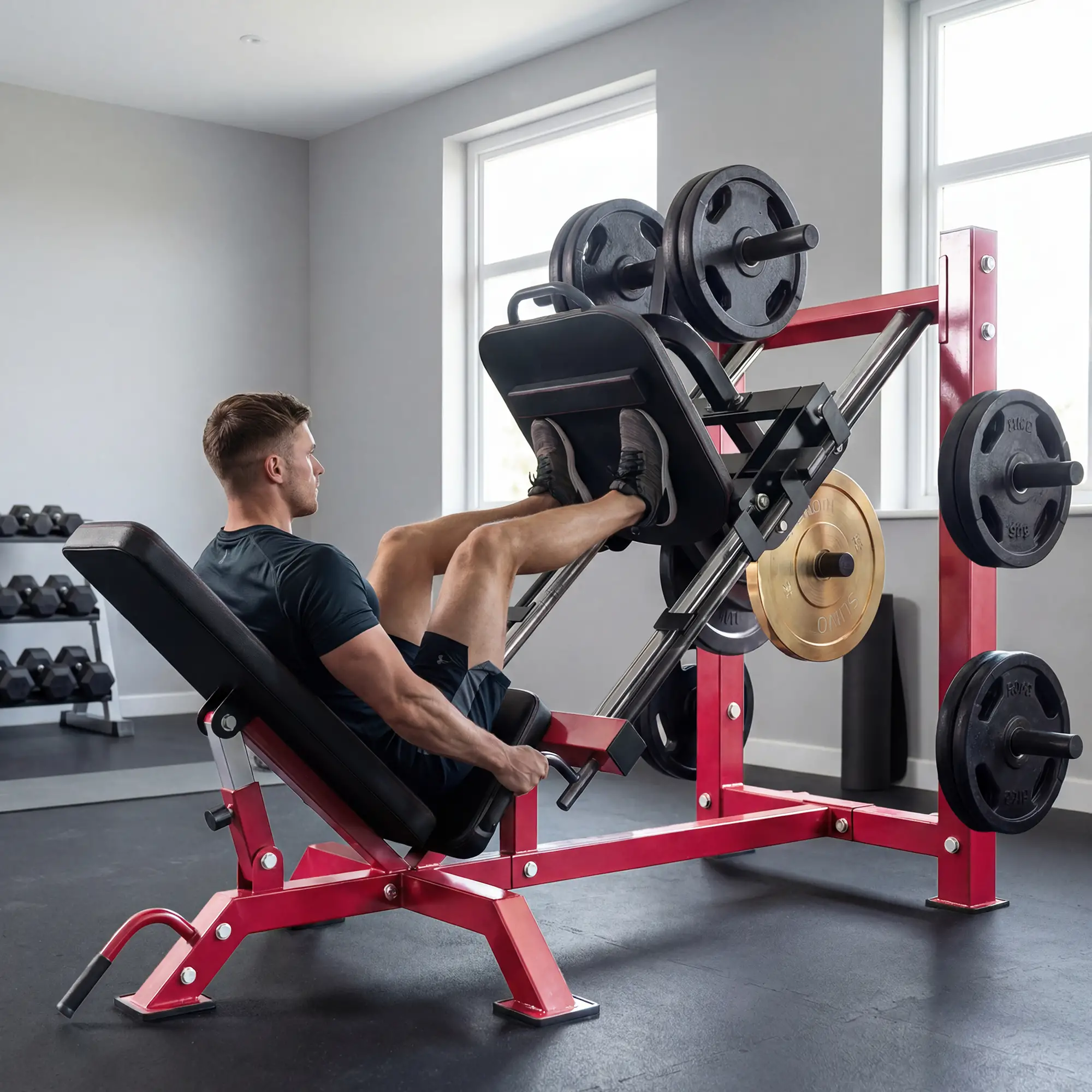 Leg Press Machine With Wheels, Calf Block, Adjustable Squat Machine, 1000 Lbs Capacity - Image 2