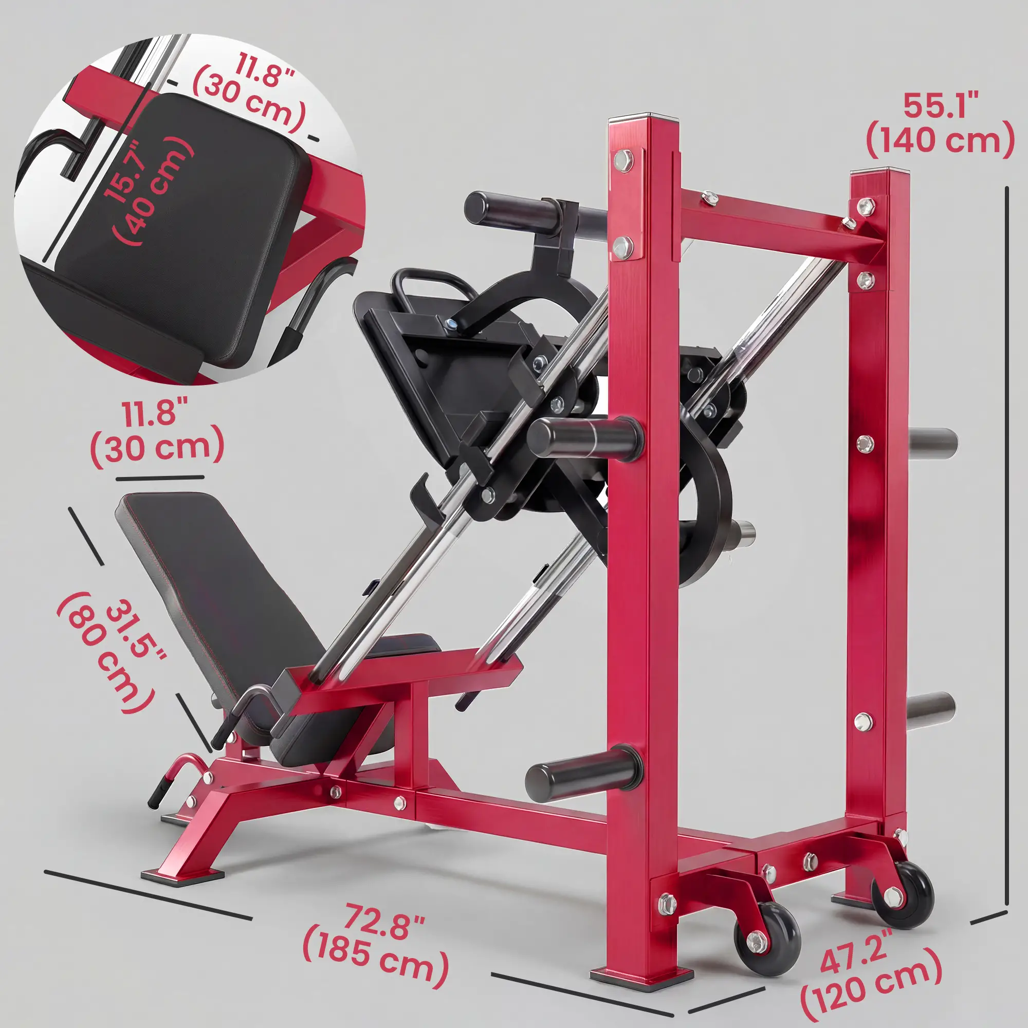 Leg Press Machine With Wheels, Calf Block, Adjustable Squat Machine, 1000 Lbs Capacity - Image 3