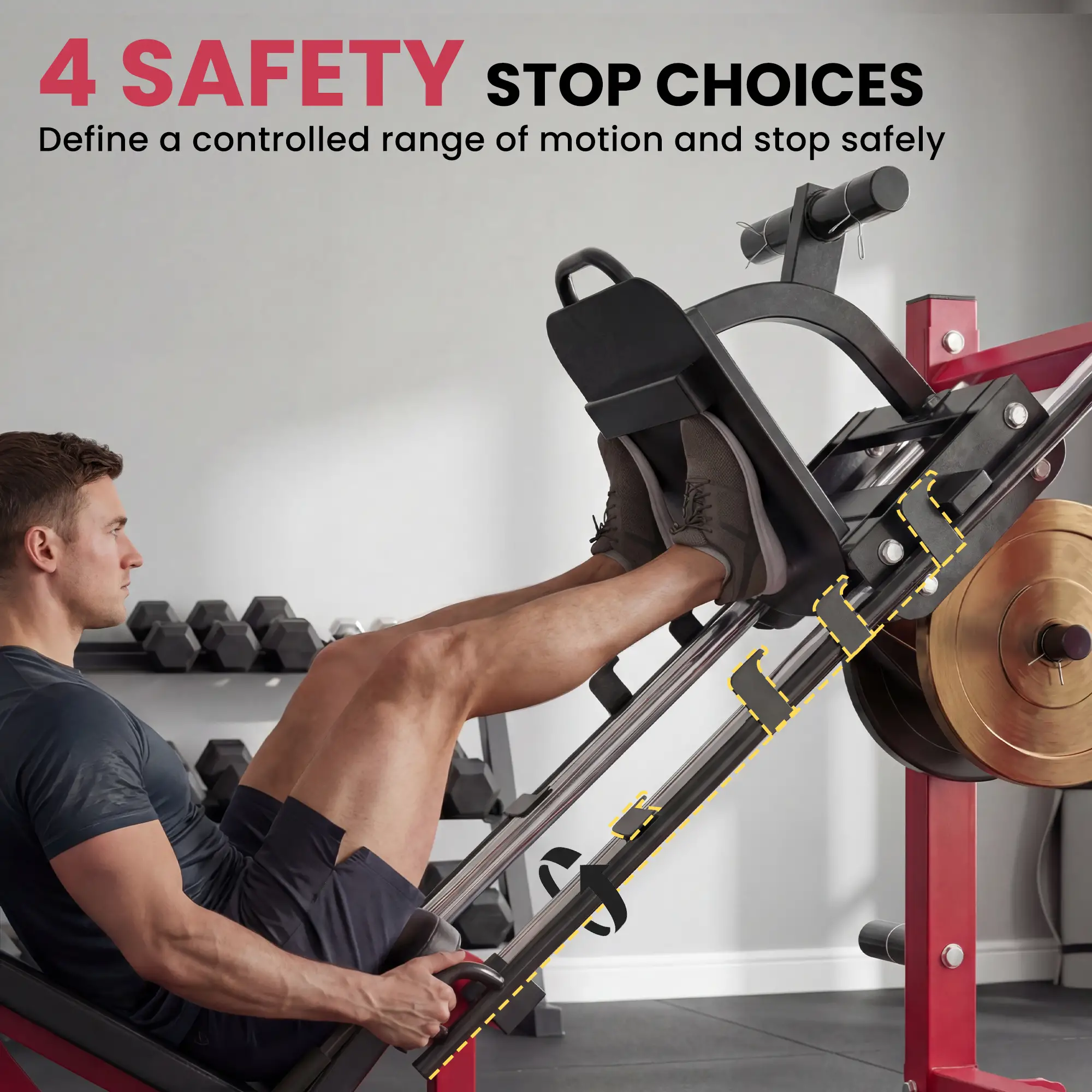 Leg Press Machine With Wheels, Calf Block, Adjustable Squat Machine, 1000 Lbs Capacity - Image 5