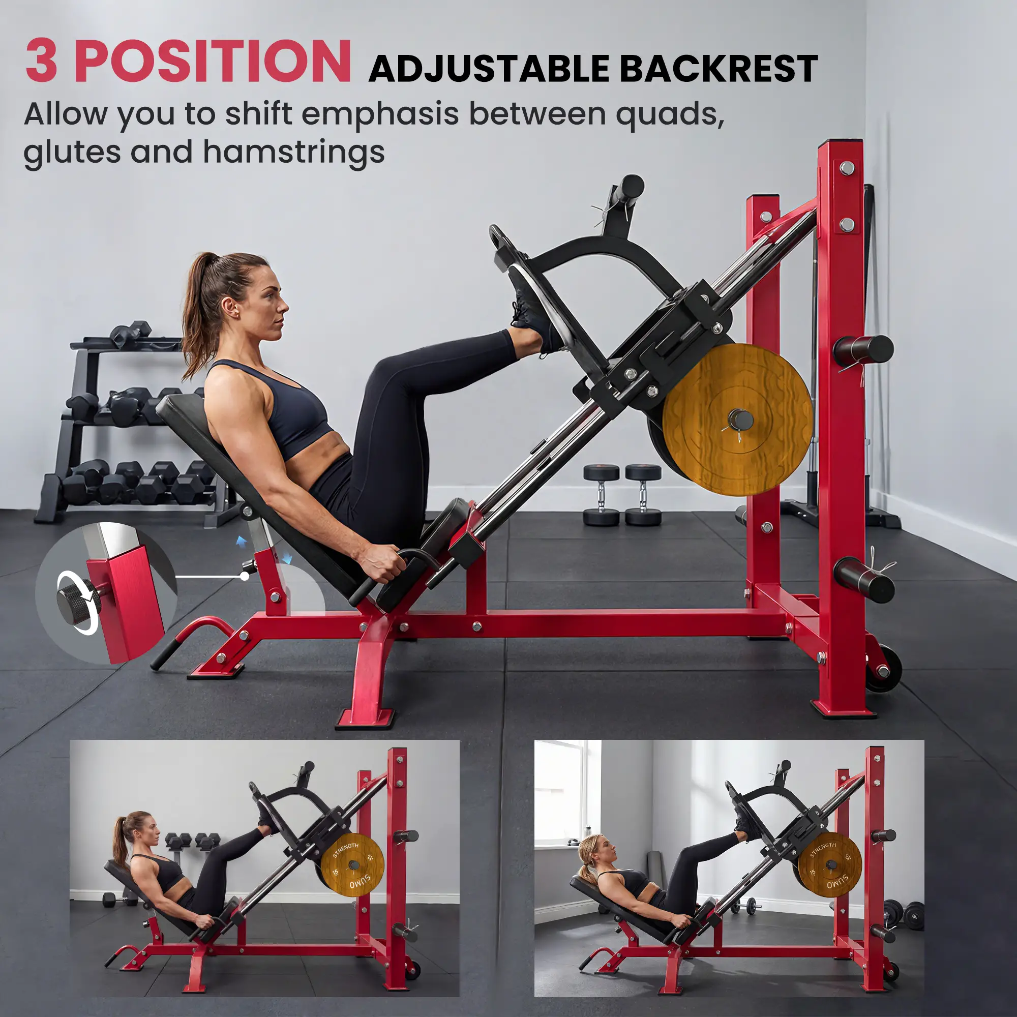 Leg Press Machine With Wheels, Calf Block, Adjustable Squat Machine, 1000 Lbs Capacity - Image 6