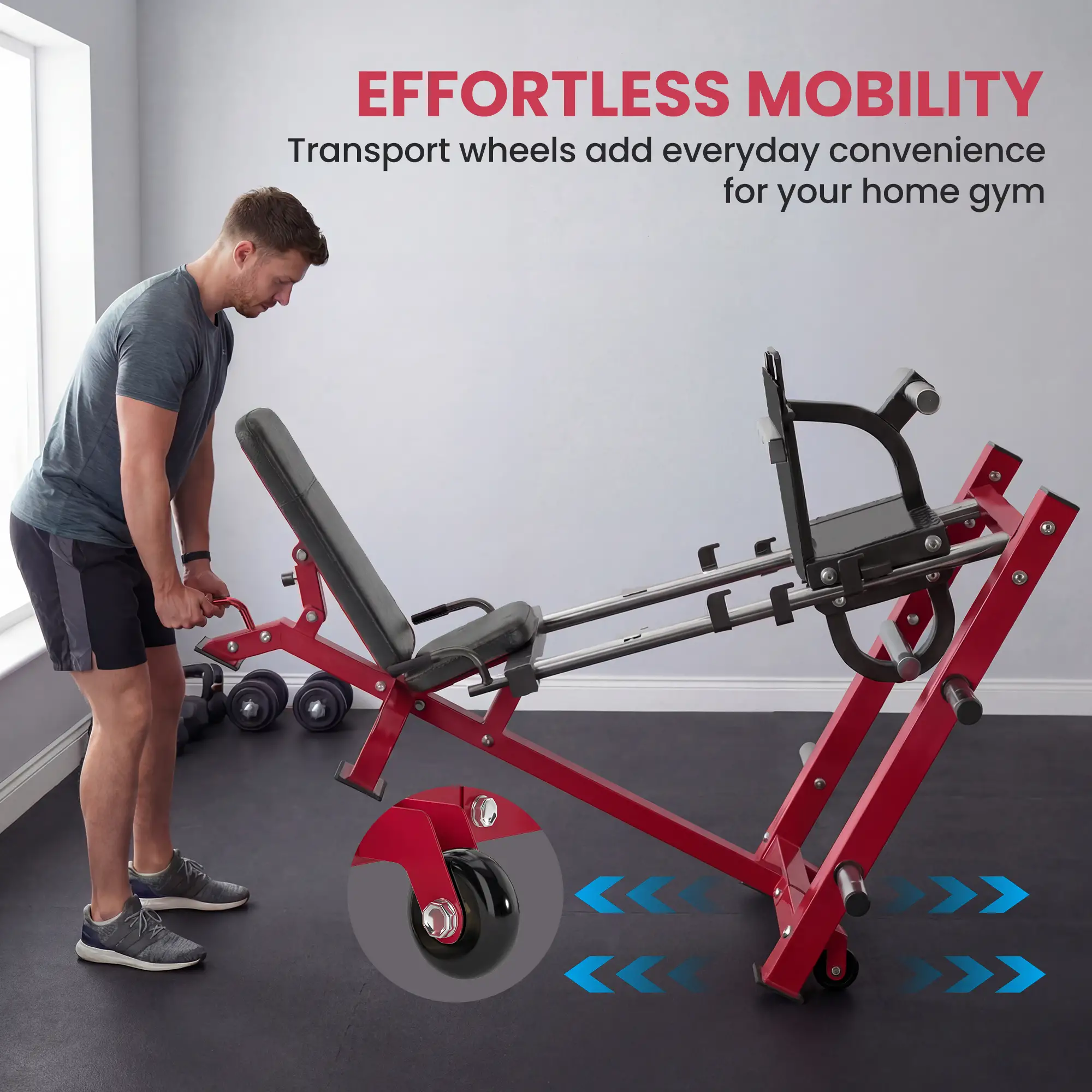Leg Press Machine With Wheels, Calf Block, Adjustable Squat Machine, 1000 Lbs Capacity - Image 7