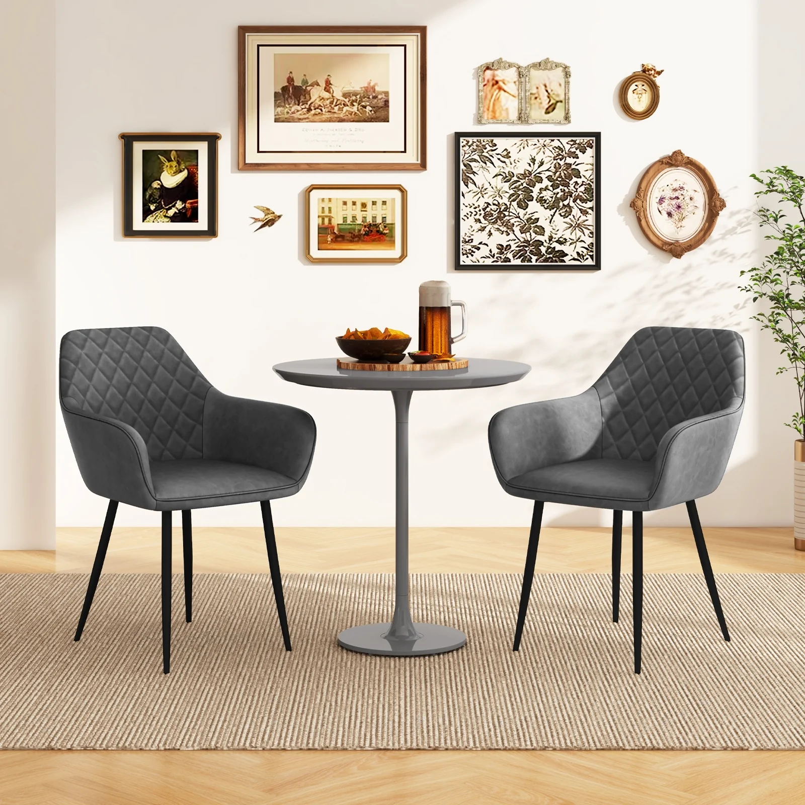 Leisure Dining Chair Set, 2 Count, Gray - Image 2
