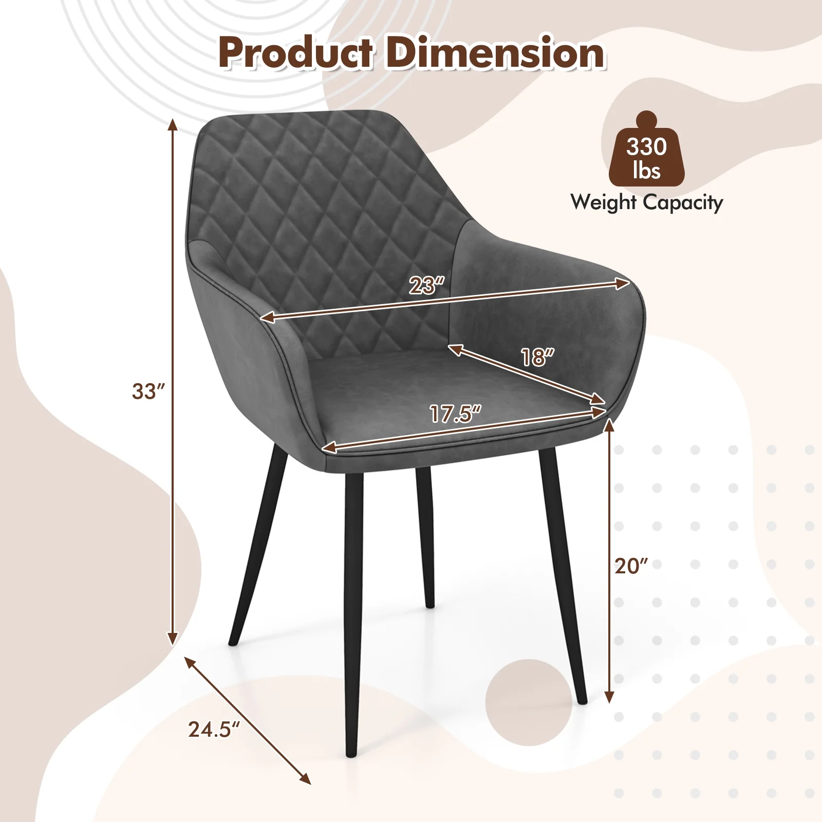Leisure Dining Chair Set, 2 Count, Gray - Image 5