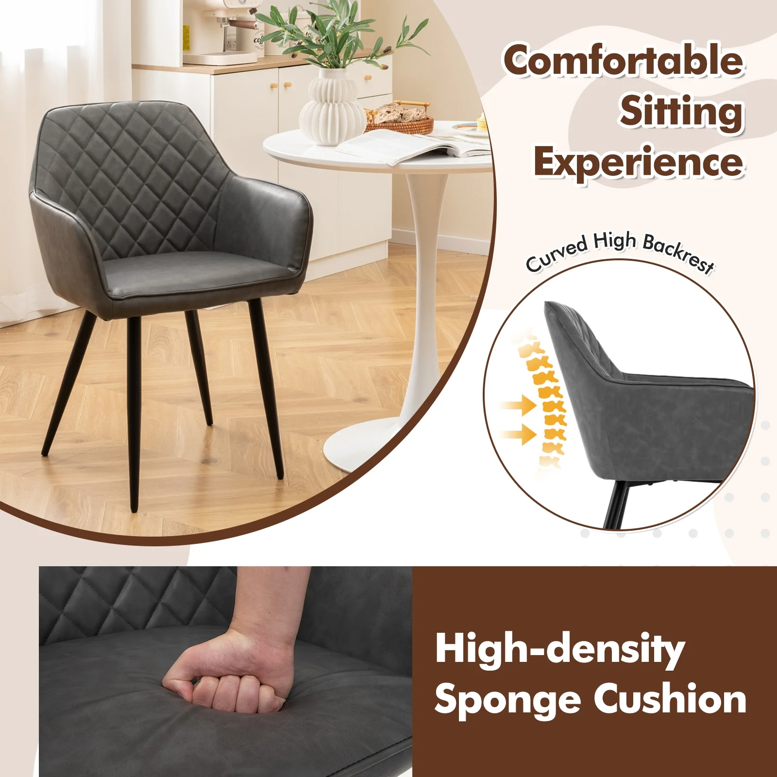 Leisure Dining Chair Set, 2 Count, Gray - Image 7