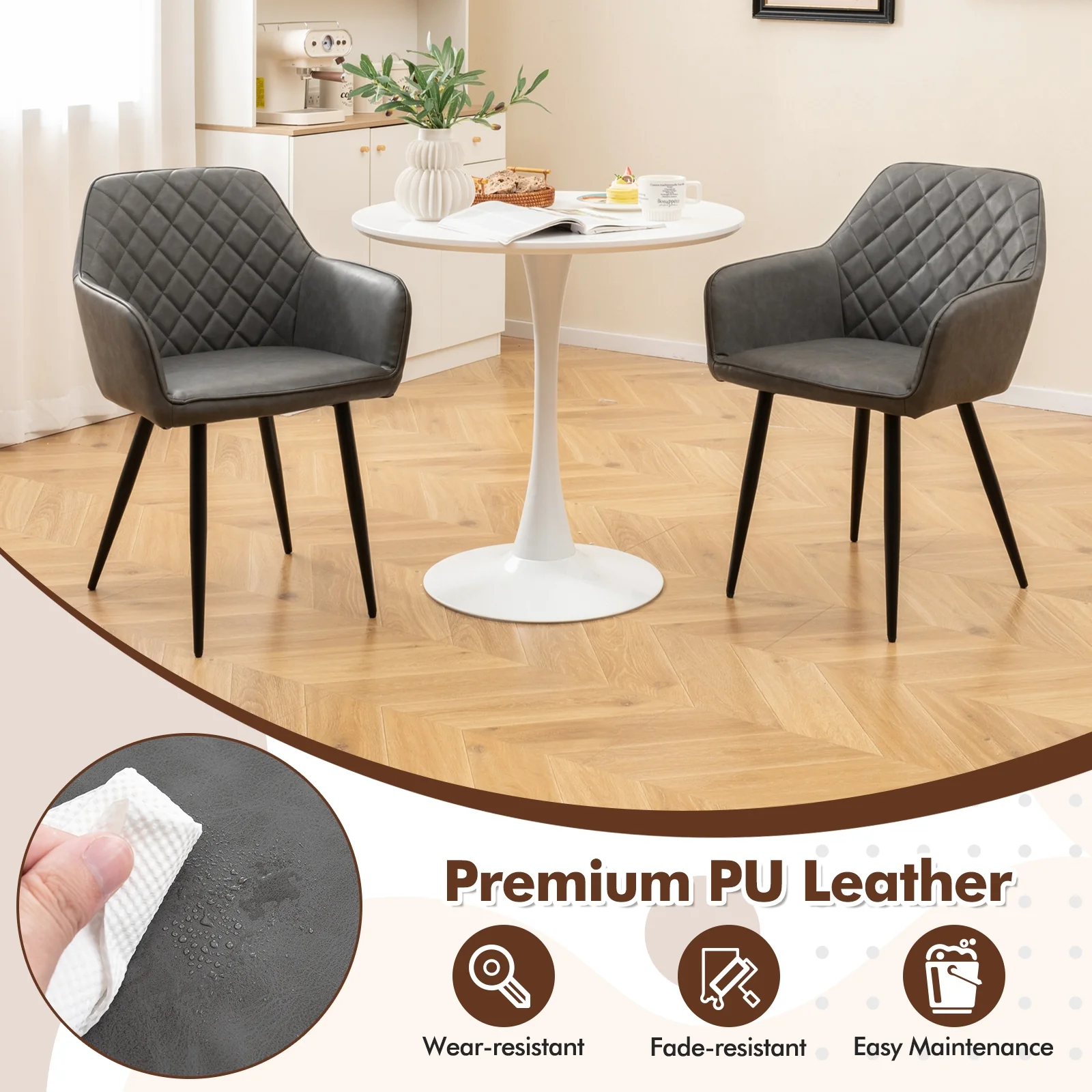 Leisure Dining Chair Set, 2 Count, Gray - Image 8