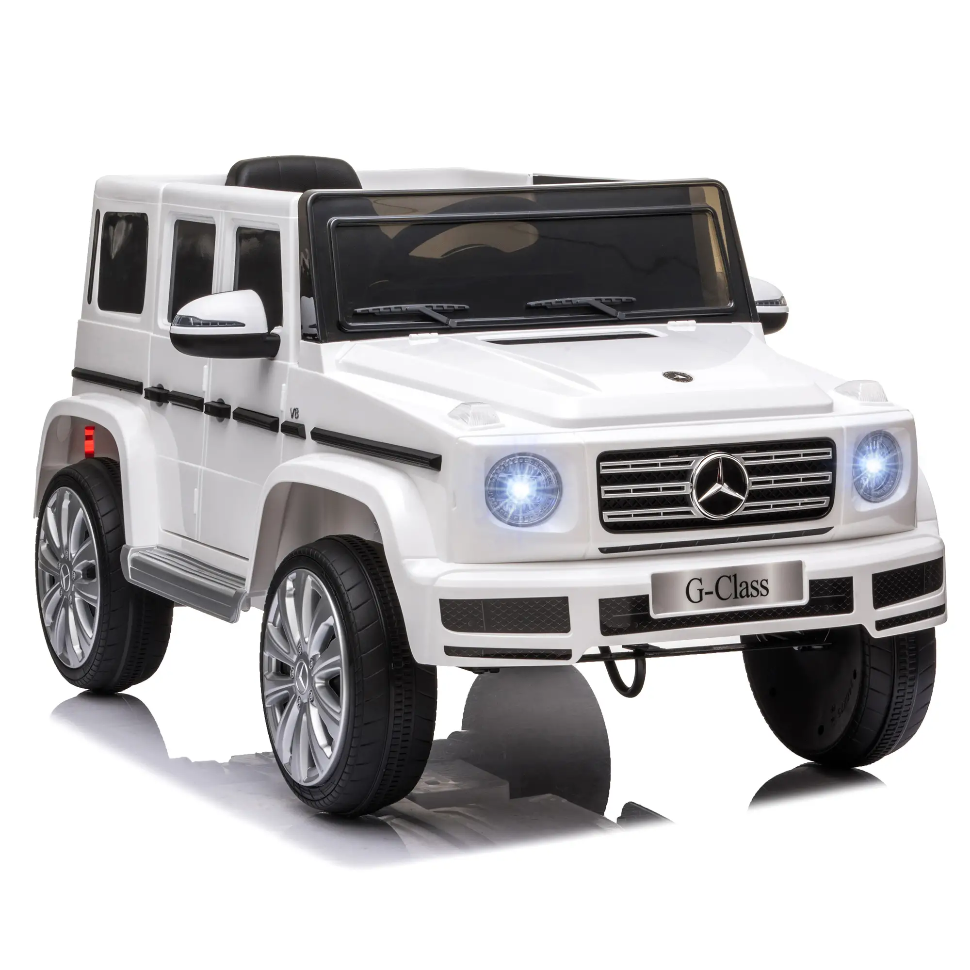 Licensed 12V Kids Ride on Car with Remote, Music, Lights, MP3, White