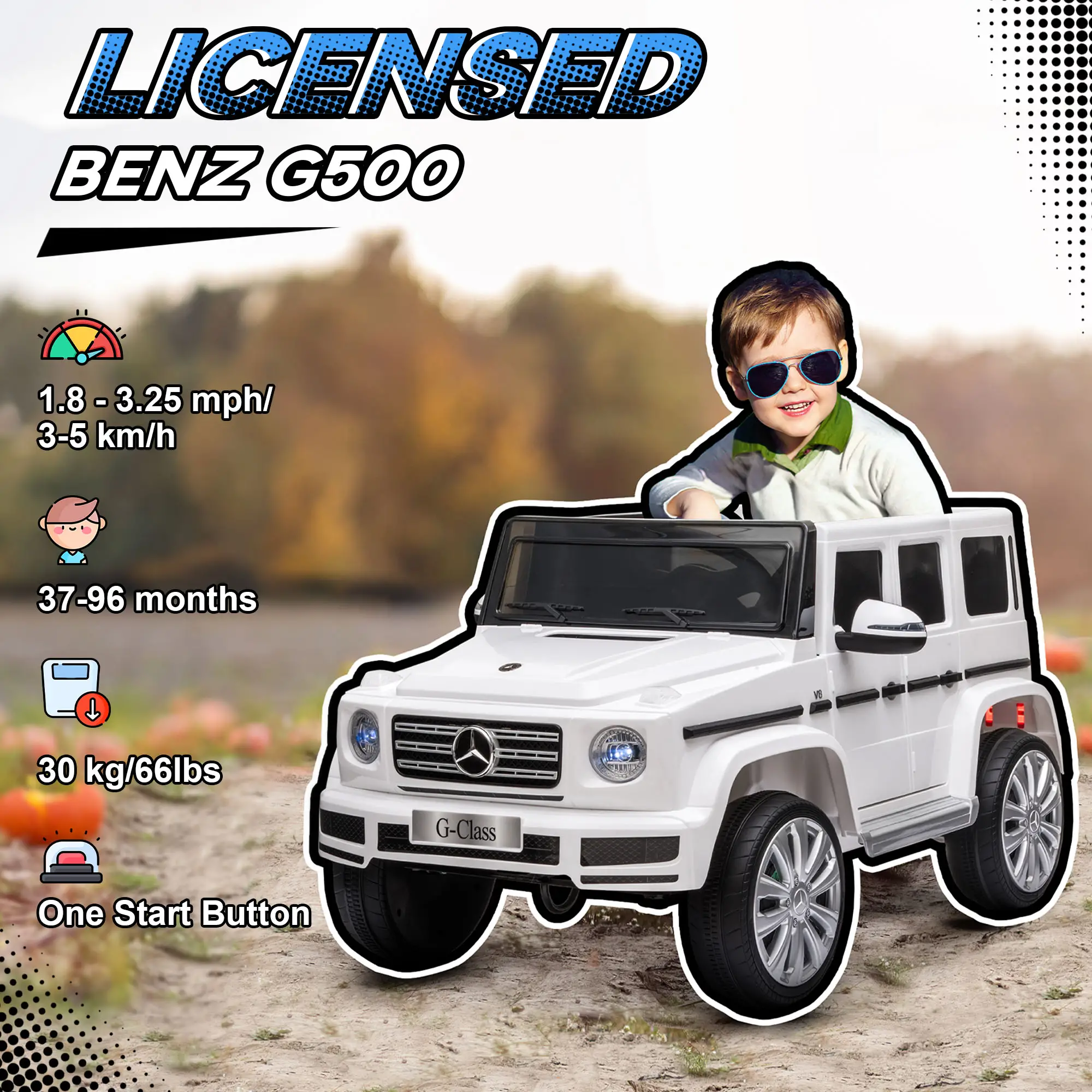 Licensed 12V Kids Ride on Car with Remote, Music, Lights, MP3, White - Image 5