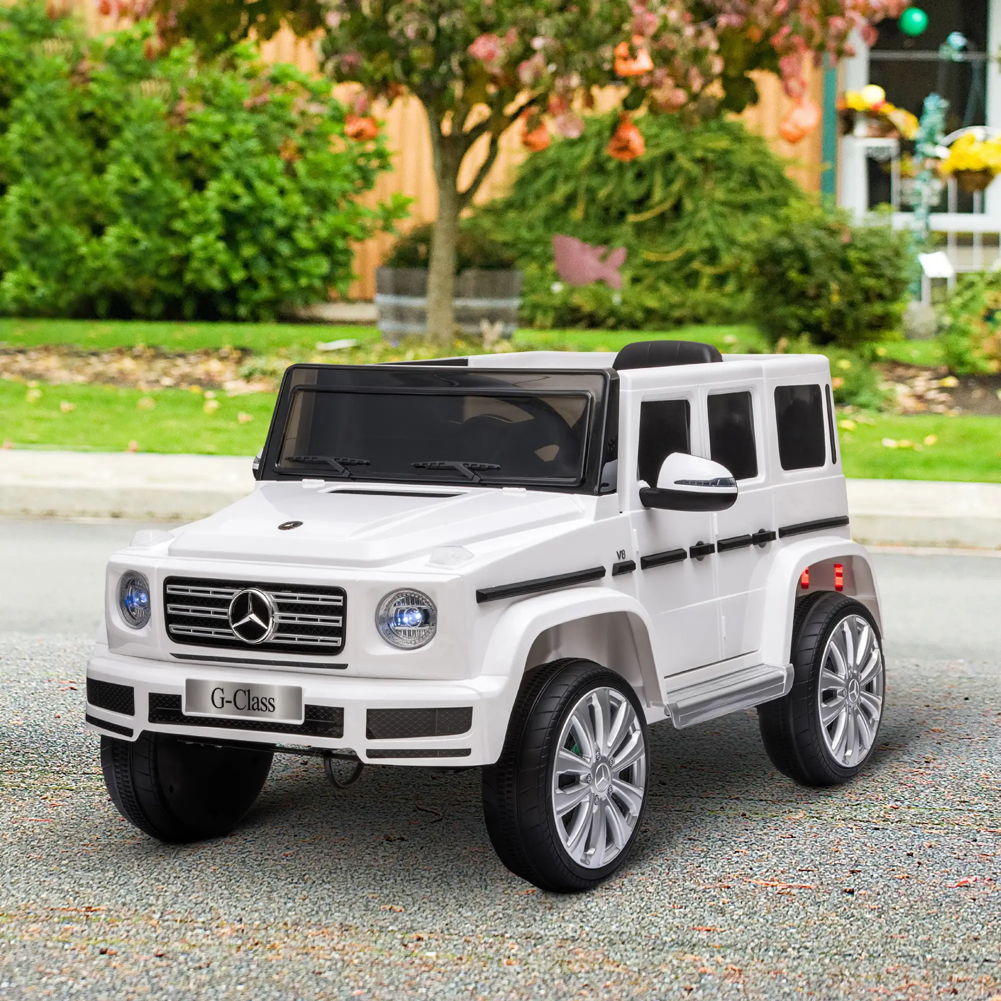 Licensed 12V Kids Ride on Car with Remote, Music, Lights, MP3, White - Image 8