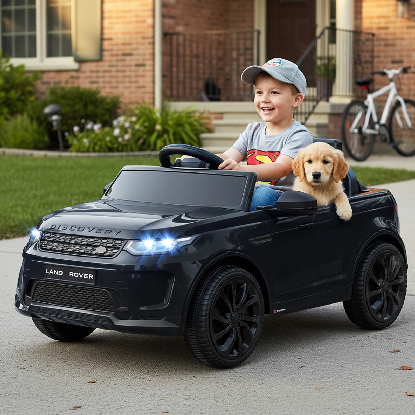 Licensed Land Rover Kids Ride on Car 12V Battery Powered Kids Electric Car, Black - Image 2