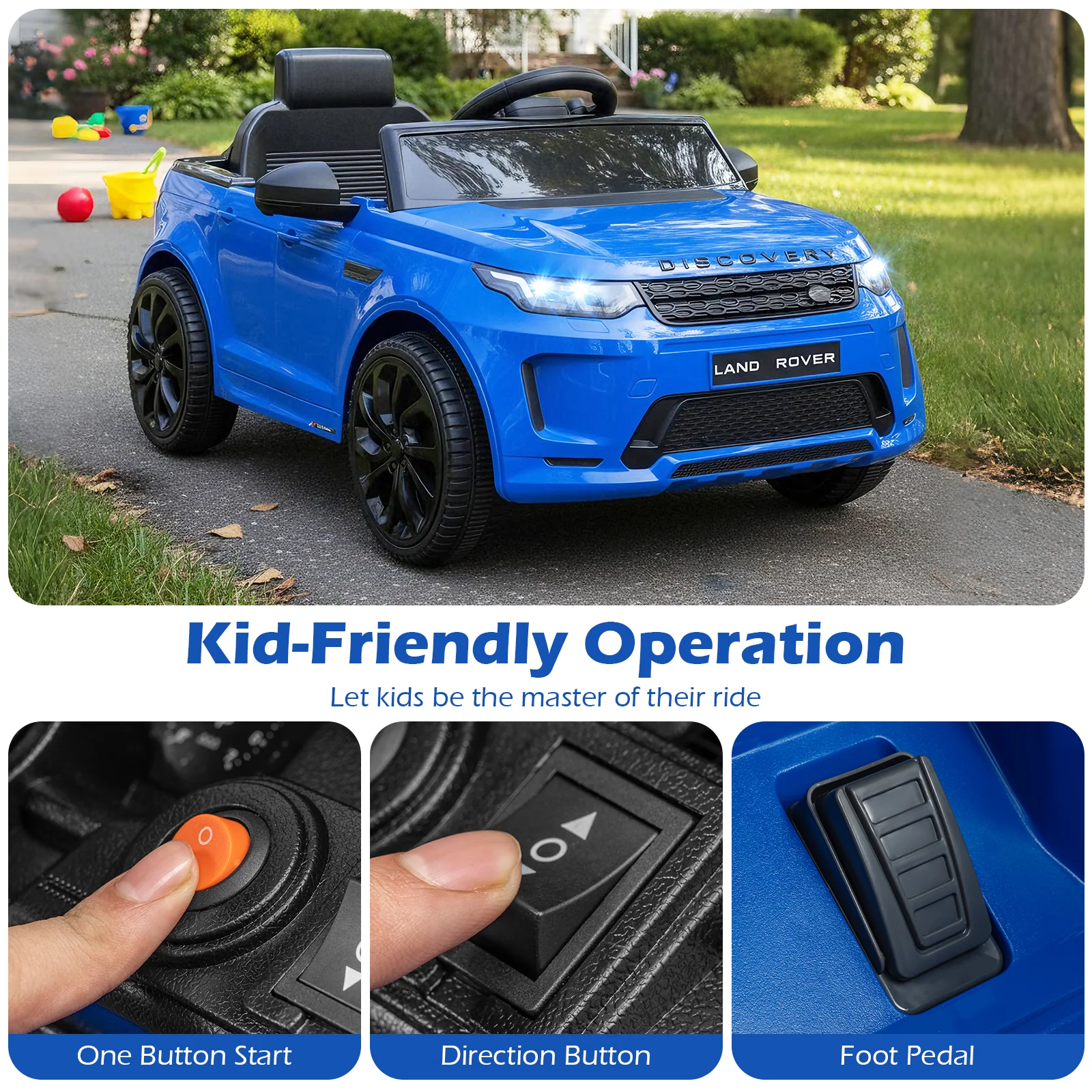 Licensed Land Rover Kids Ride on Car 12V Battery Powered Kids Electric Car, Navy - Image 10