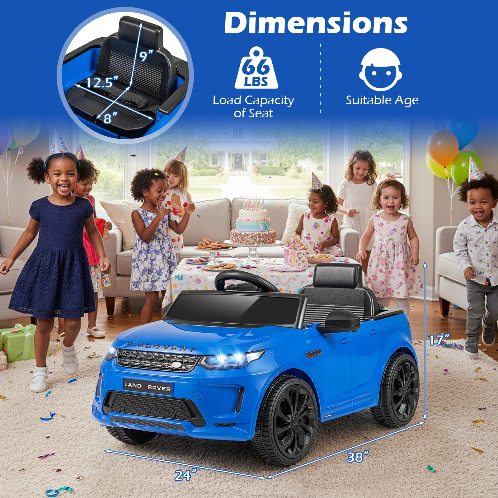 Licensed Land Rover Kids Ride on Car 12V Battery Powered Kids Electric Car, Navy - Image 5