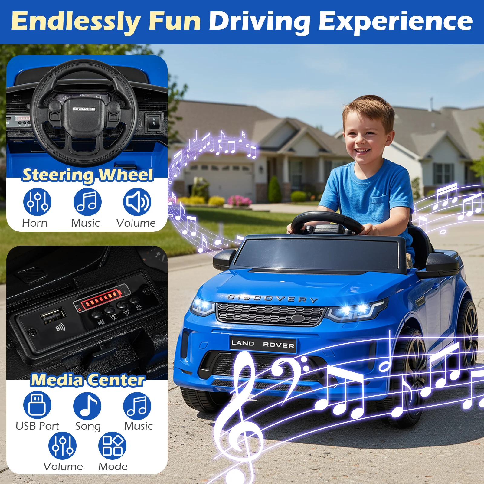 Licensed Land Rover Kids Ride on Car 12V Battery Powered Kids Electric Car, Navy - Image 9