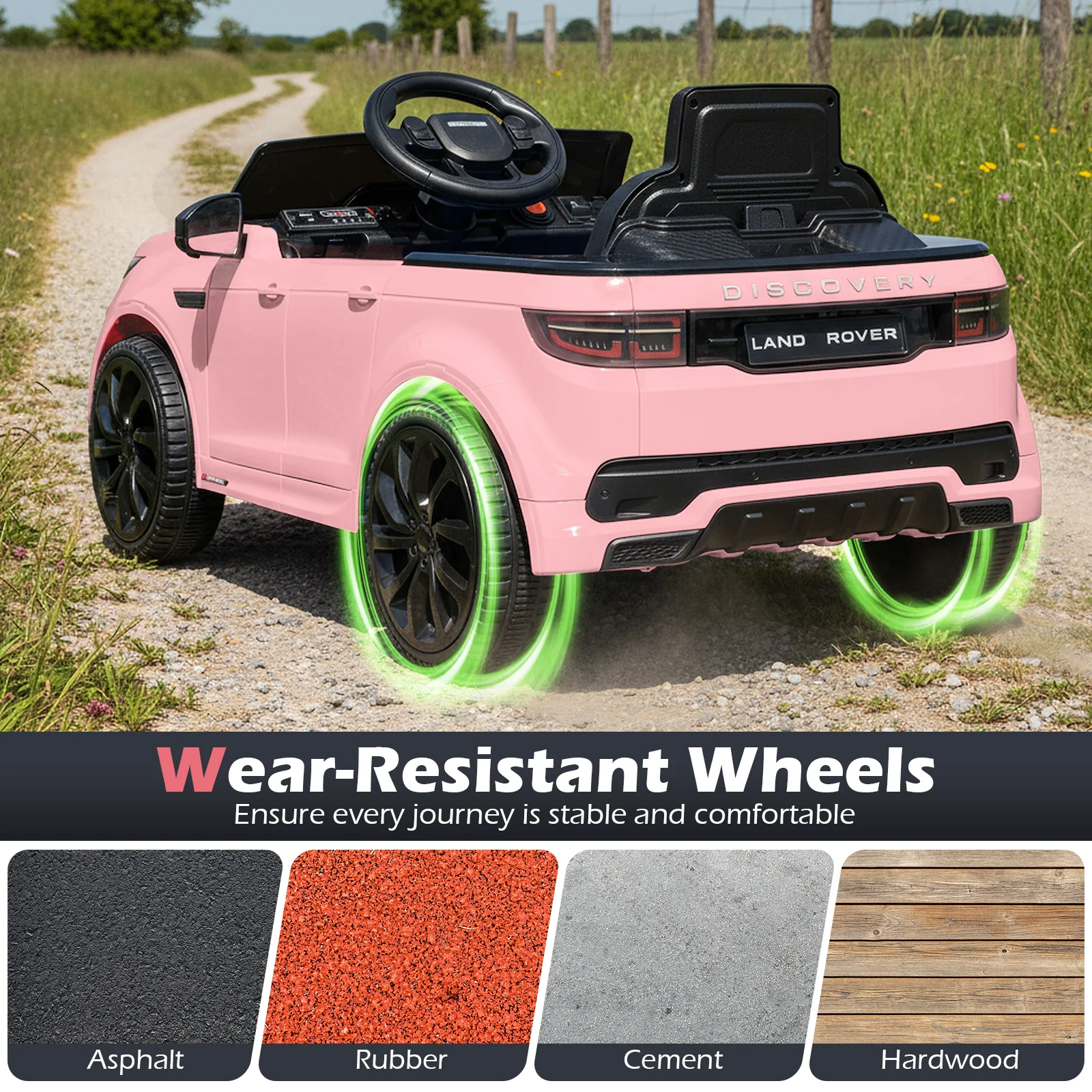 Licensed Land Rover Kids Ride on Car 12V Battery Powered Kids Electric Car, Pink - Image 10