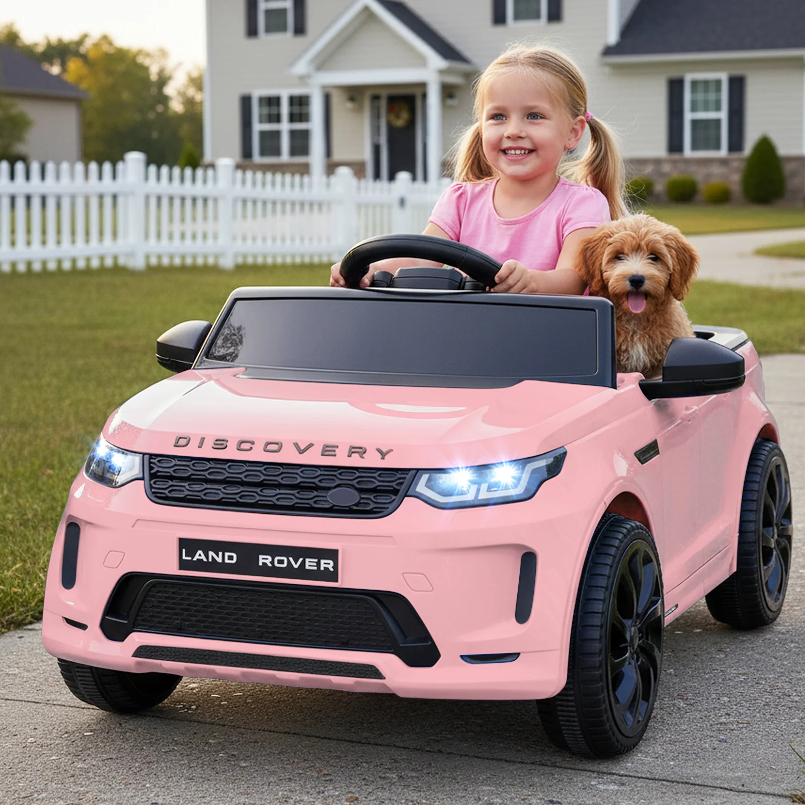 Licensed Land Rover Kids Ride on Car 12V Battery Powered Kids Electric Car, Pink - Image 2