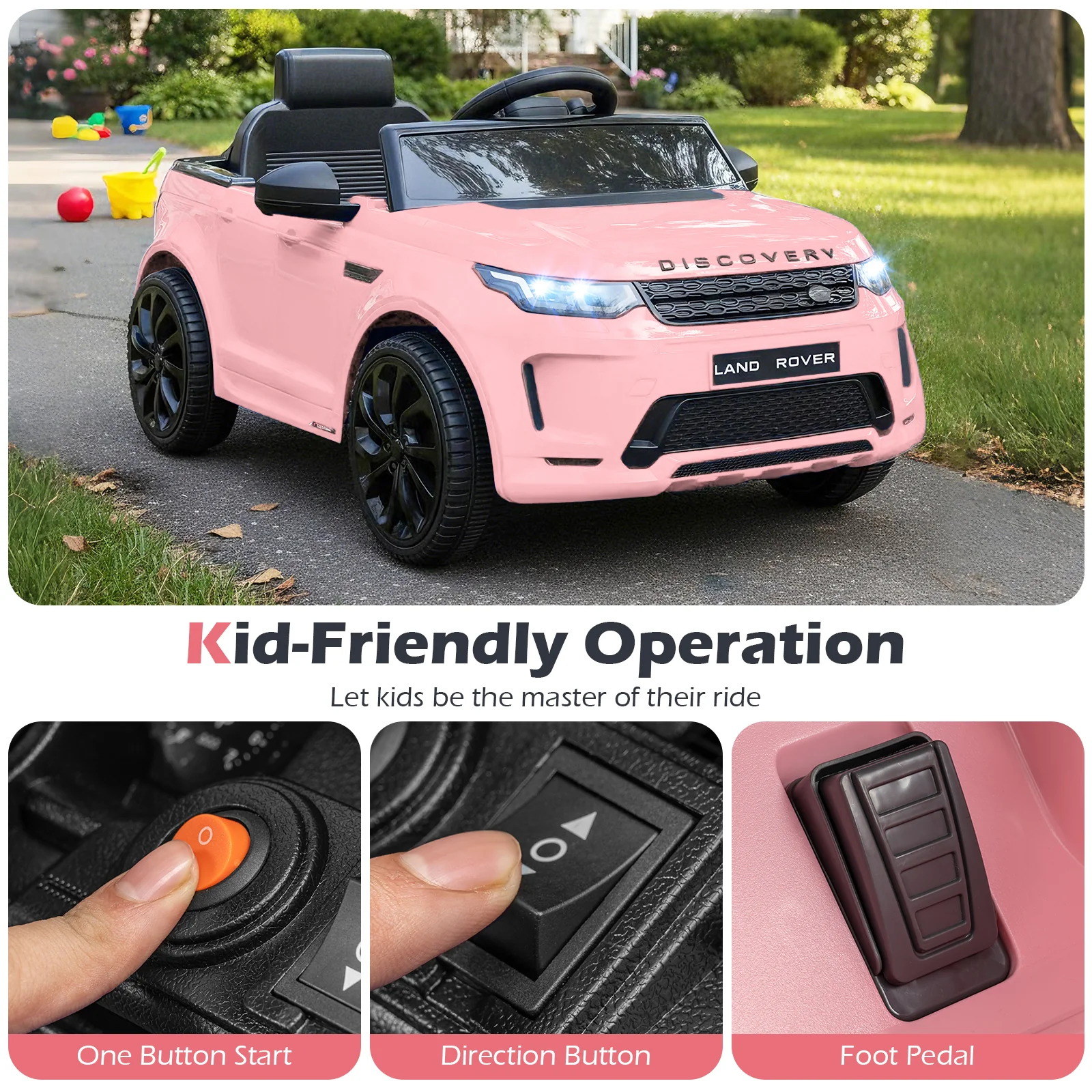 Licensed Land Rover Kids Ride on Car 12V Battery Powered Kids Electric Car, Pink - Image 8