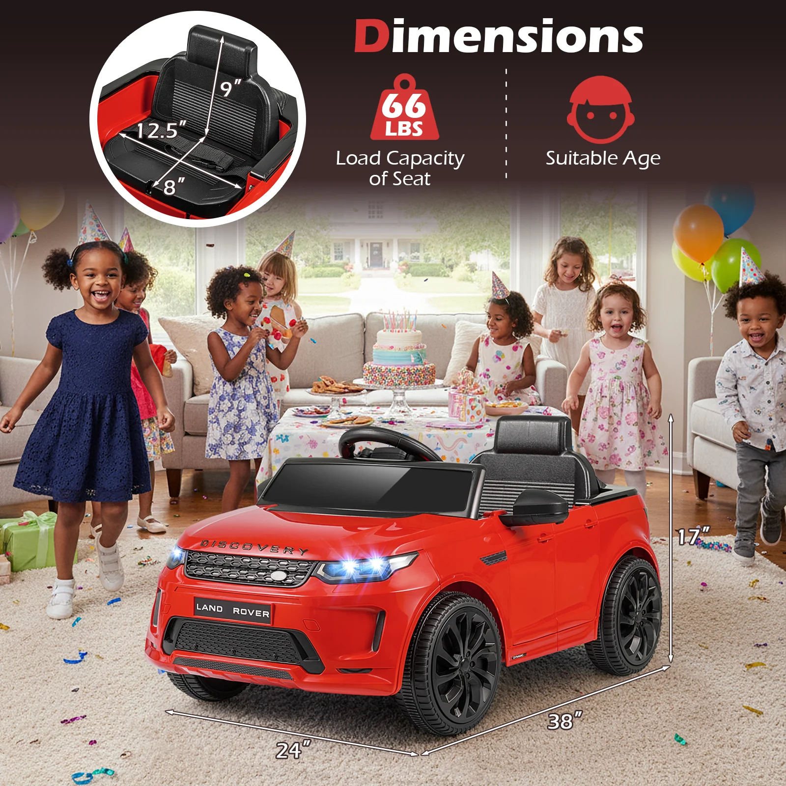 Licensed Land Rover Kids Ride on Car 12V Battery Powered Kids Electric Car, Red - Image 5