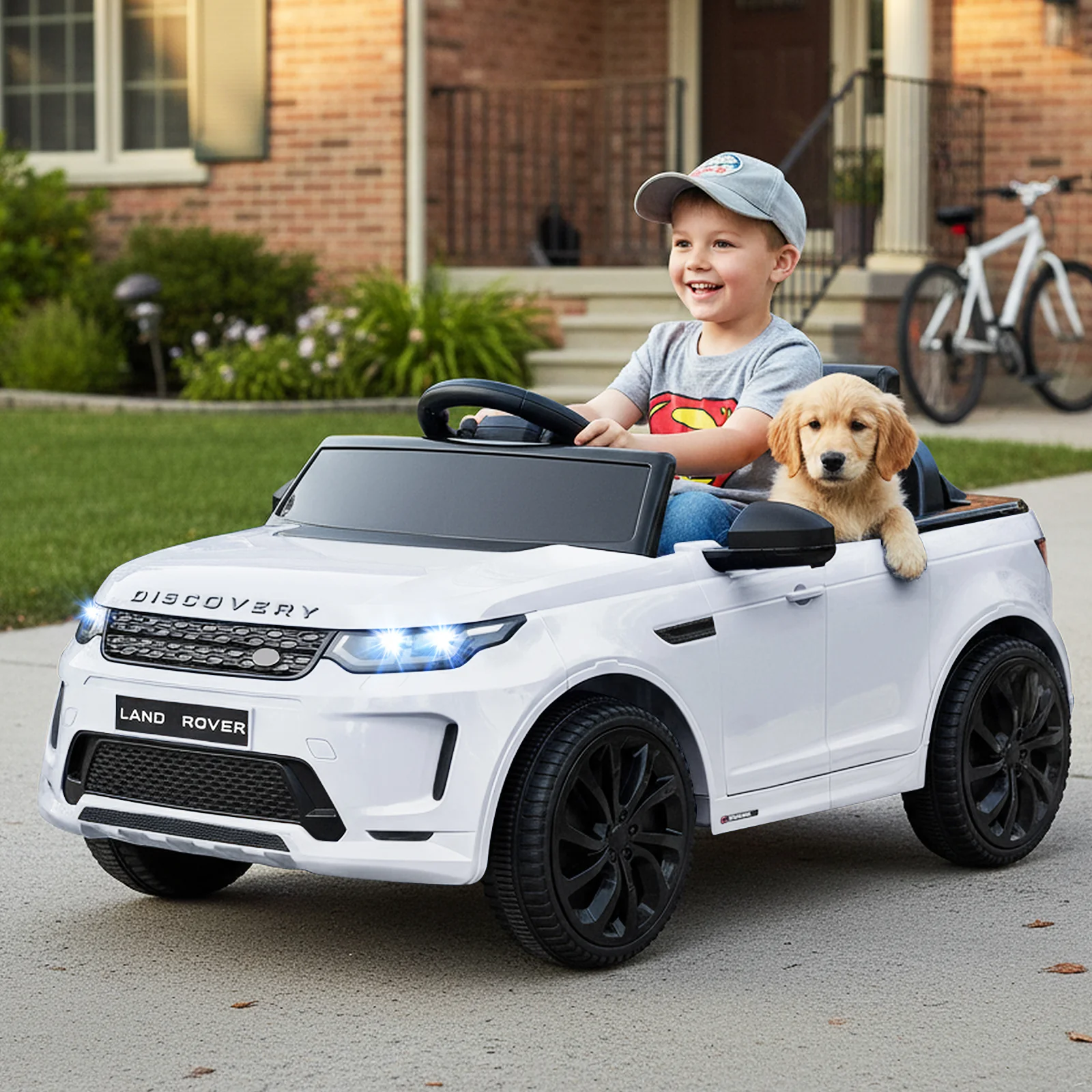 Licensed Land Rover Kids Ride on Car 12V Battery Powered Kids Electric Car, White - Image 2