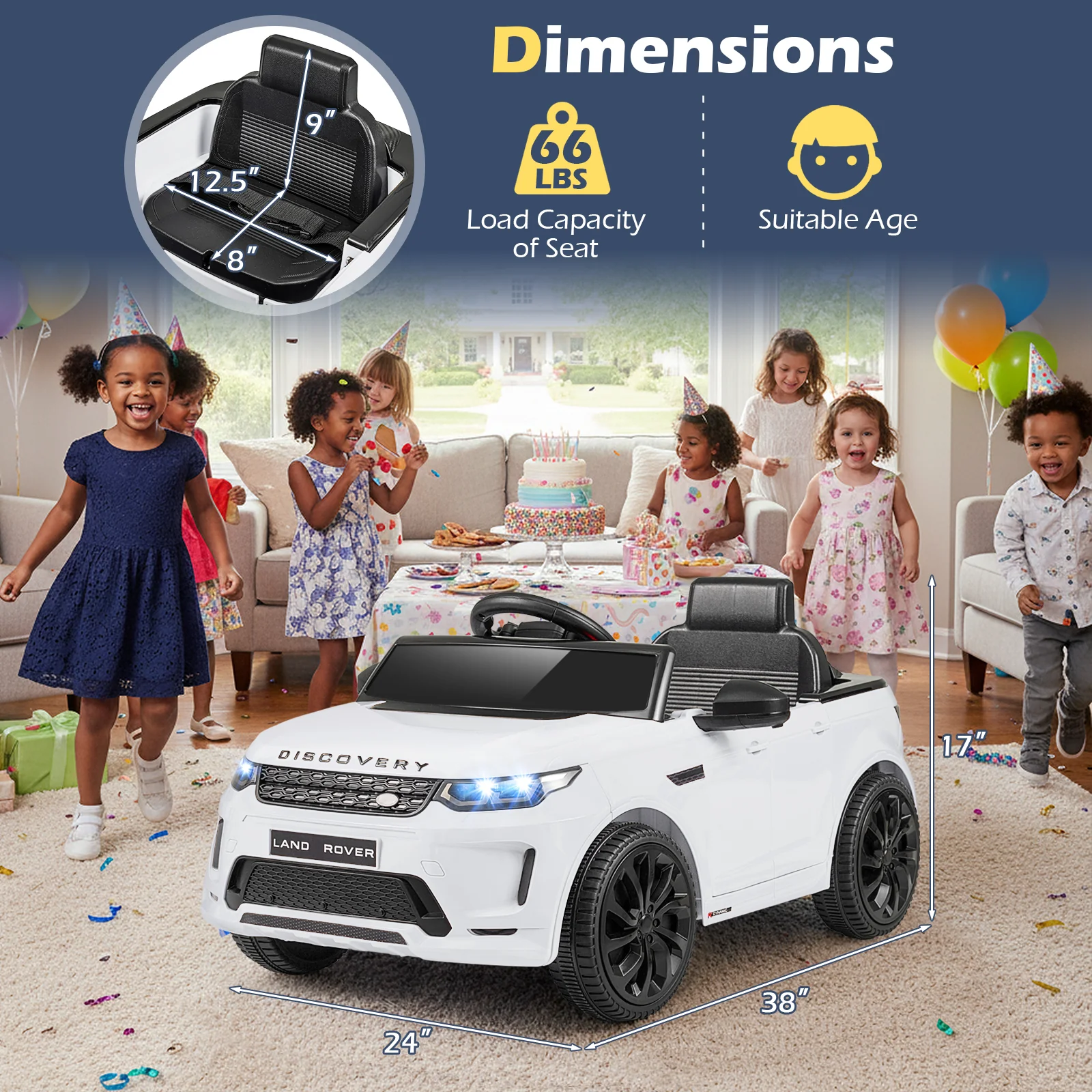 Licensed Land Rover Kids Ride on Car 12V Battery Powered Kids Electric Car, White - Image 5